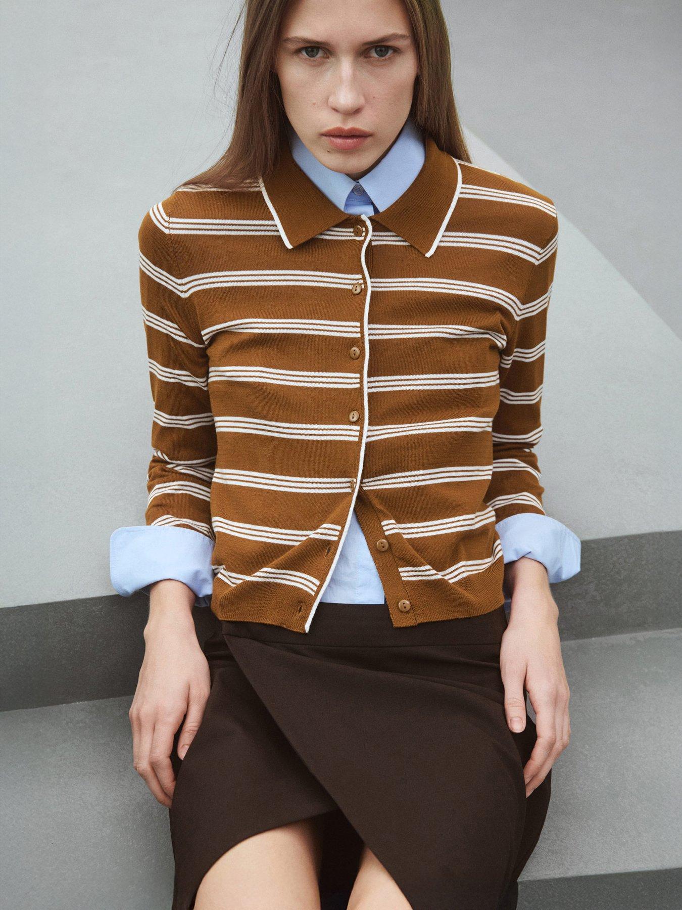mango-cardigan-with-shirt-collar-brownfront