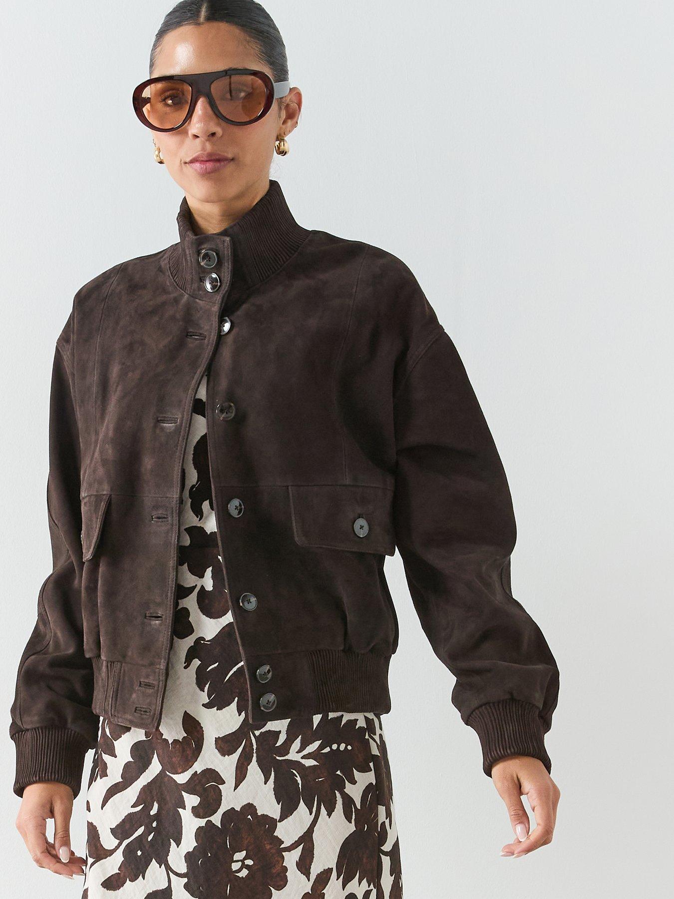 Mango Buttoned Suede Jacket - Brown