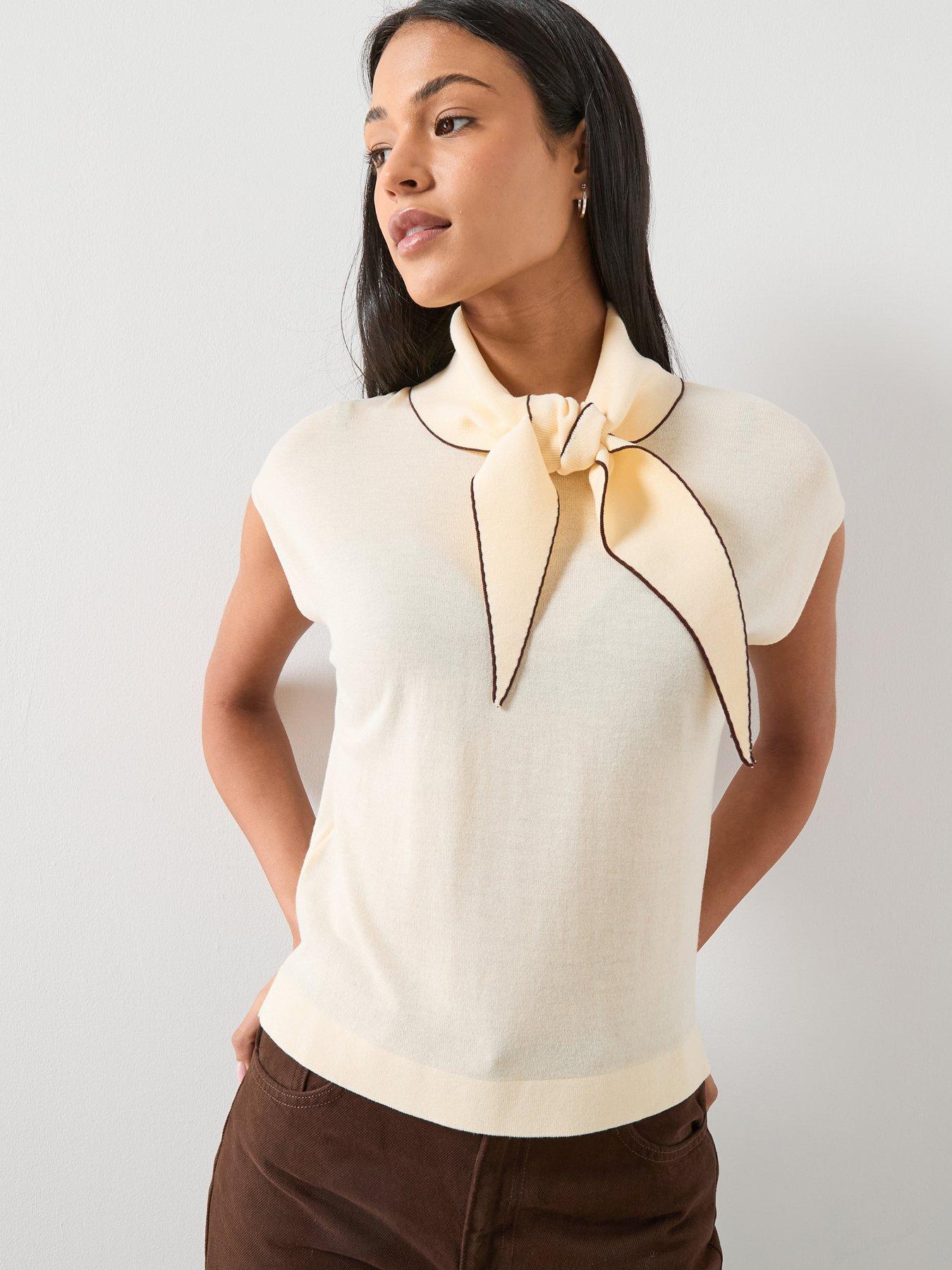 mango-knitted-top-with-scarf-detail-yellowfront