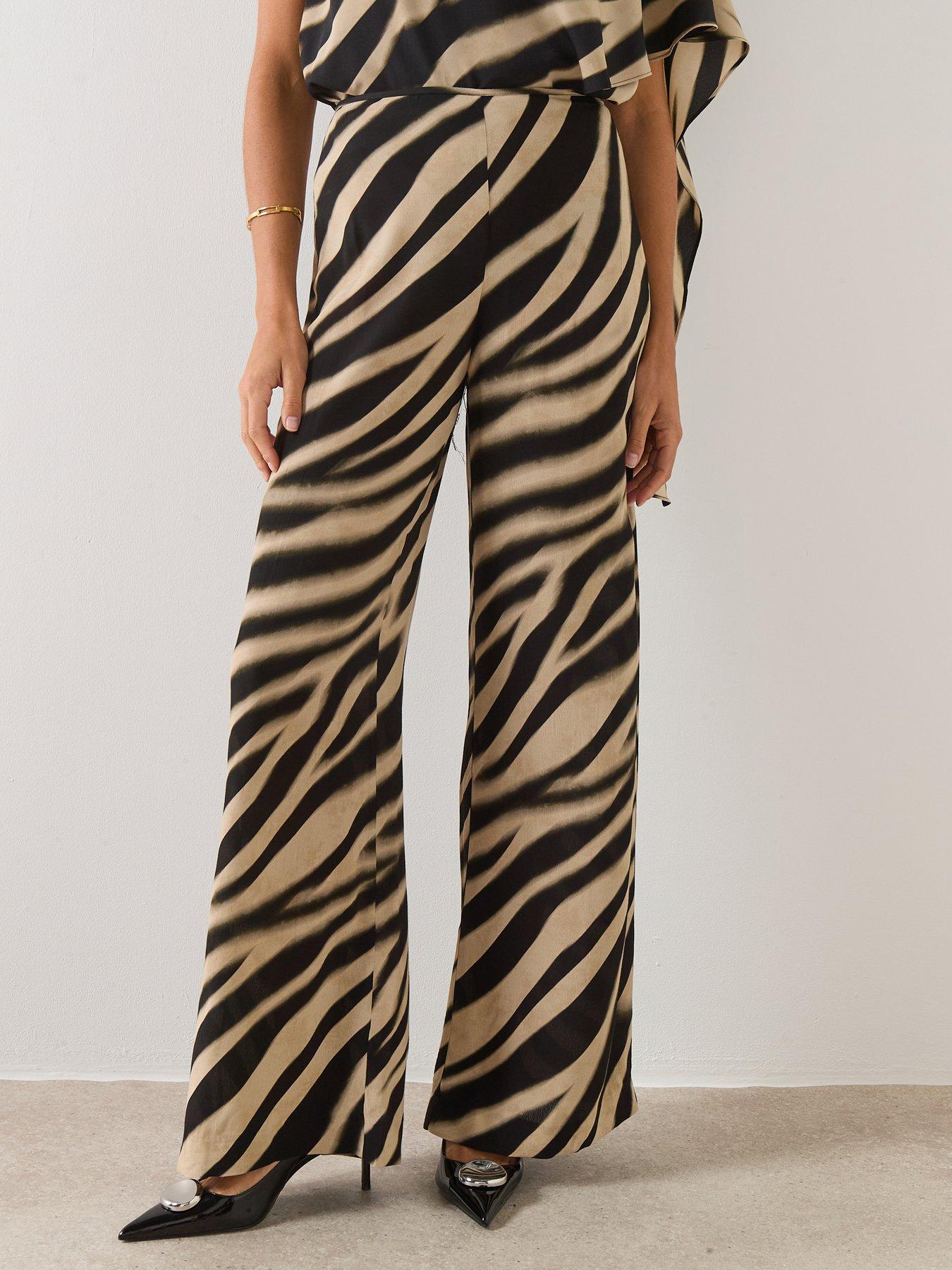 Mango Zebra-print Straight-fit Trousers - Black