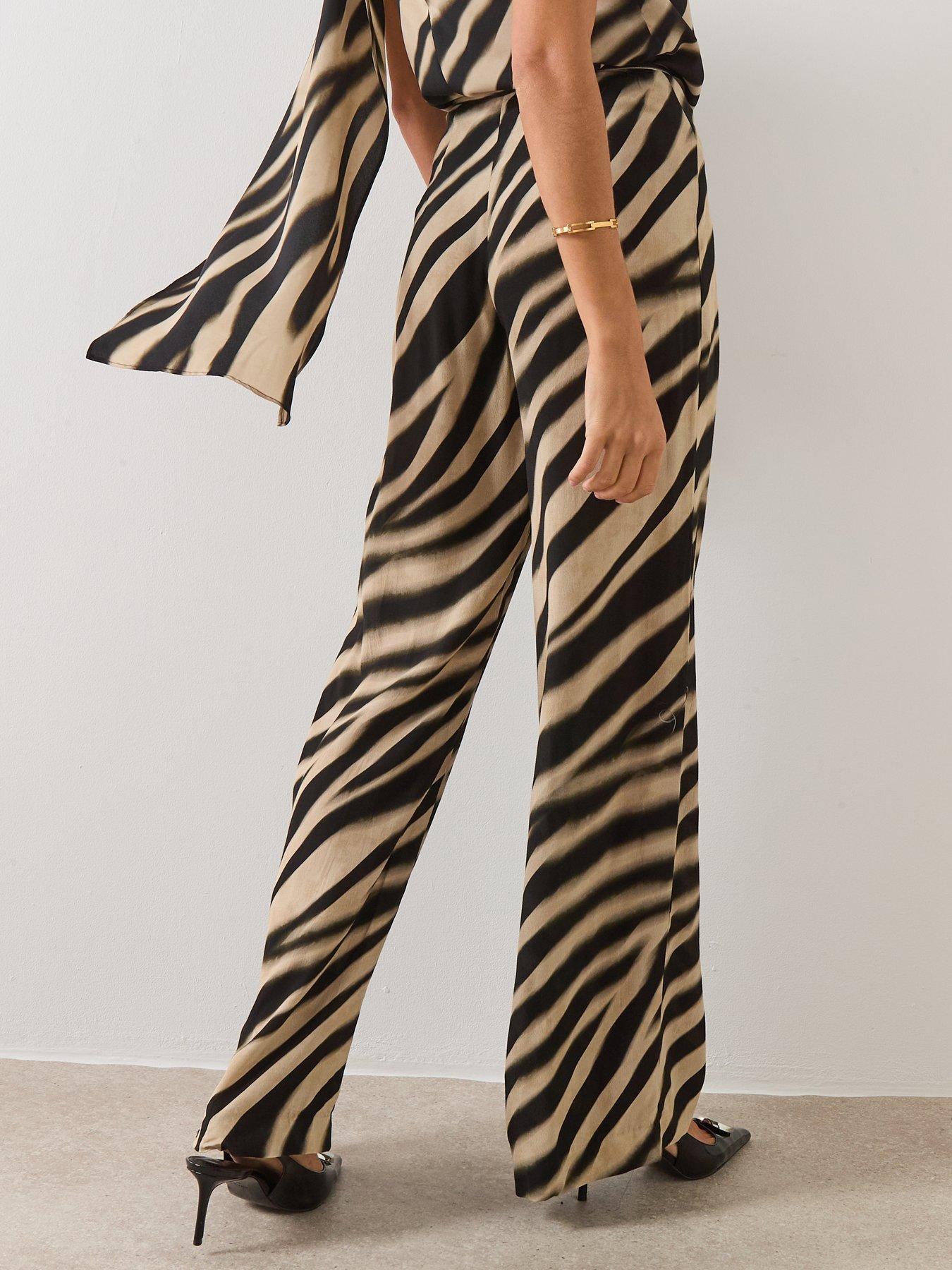 Image 2 of 6 of Mango Zebra-print Straight-fit Trousers - Black