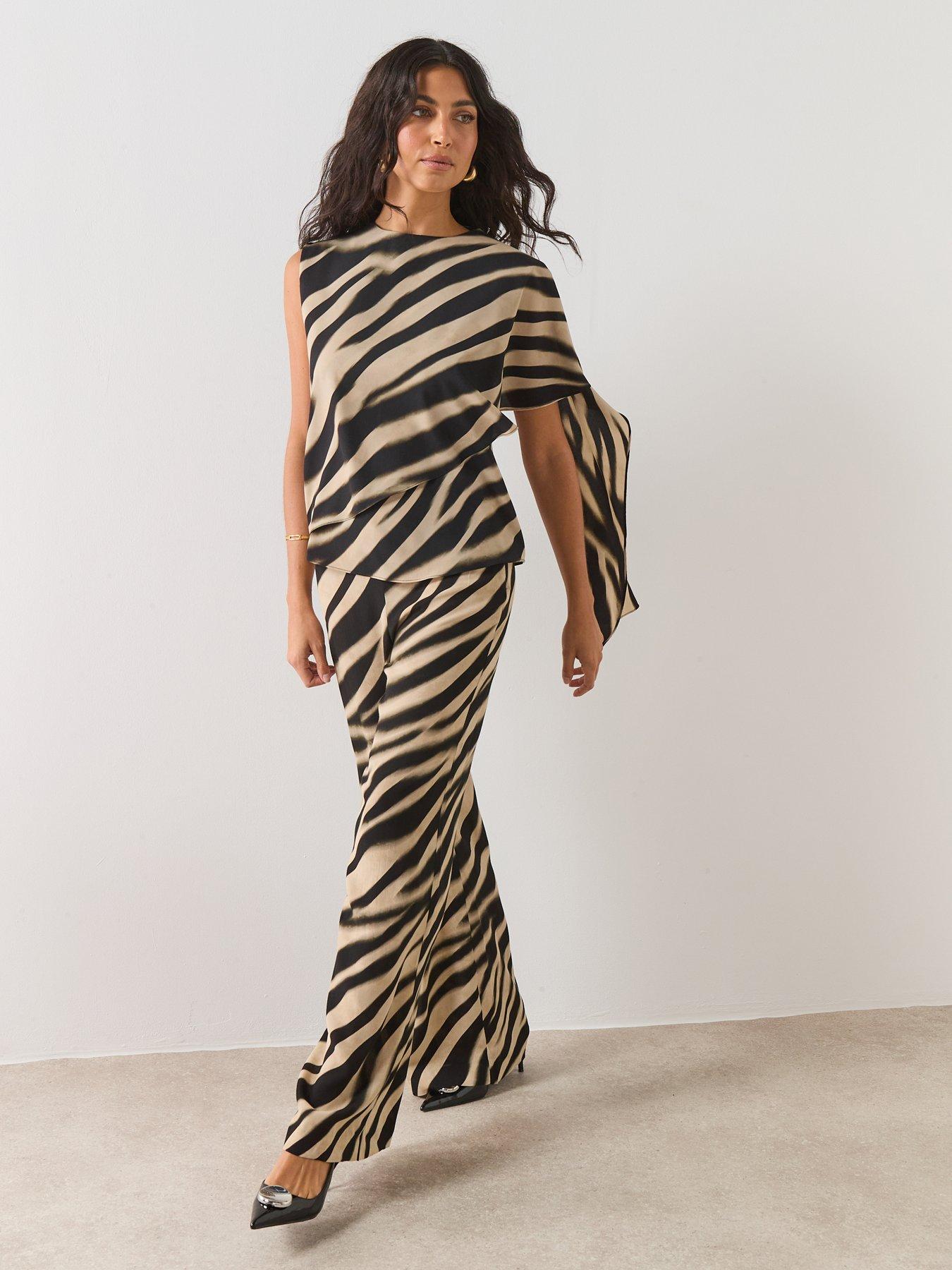 Image 3 of 6 of Mango Zebra-print Straight-fit Trousers - Black