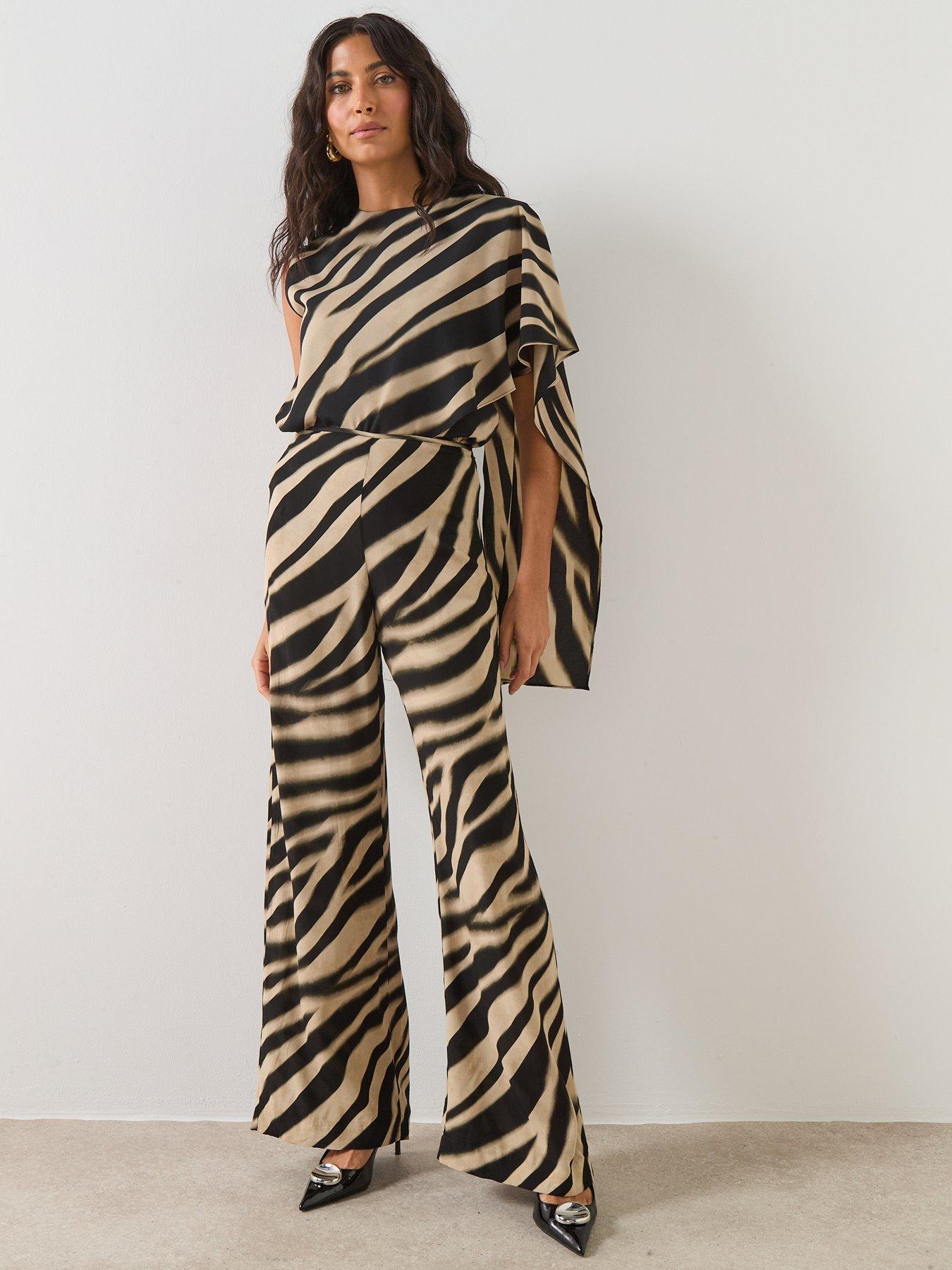 Image 6 of 6 of Mango Zebra-print Straight-fit Trousers - Black