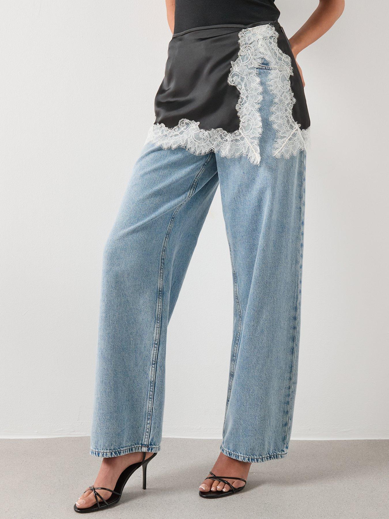 mango-satin-lace-skirt-black