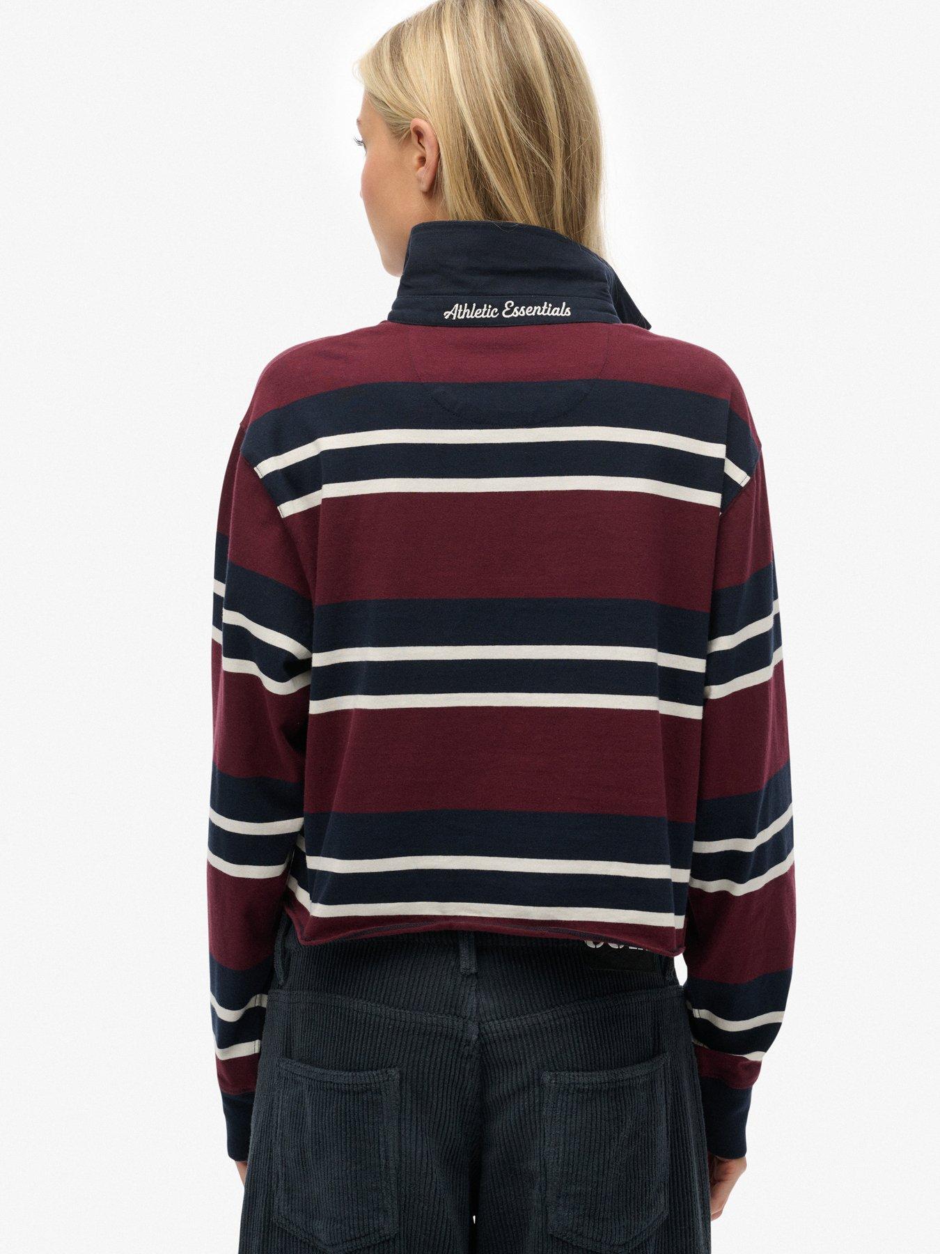 Image 2 of 5 of Superdry Ath Ess Cropped Stripe Rugby - Red