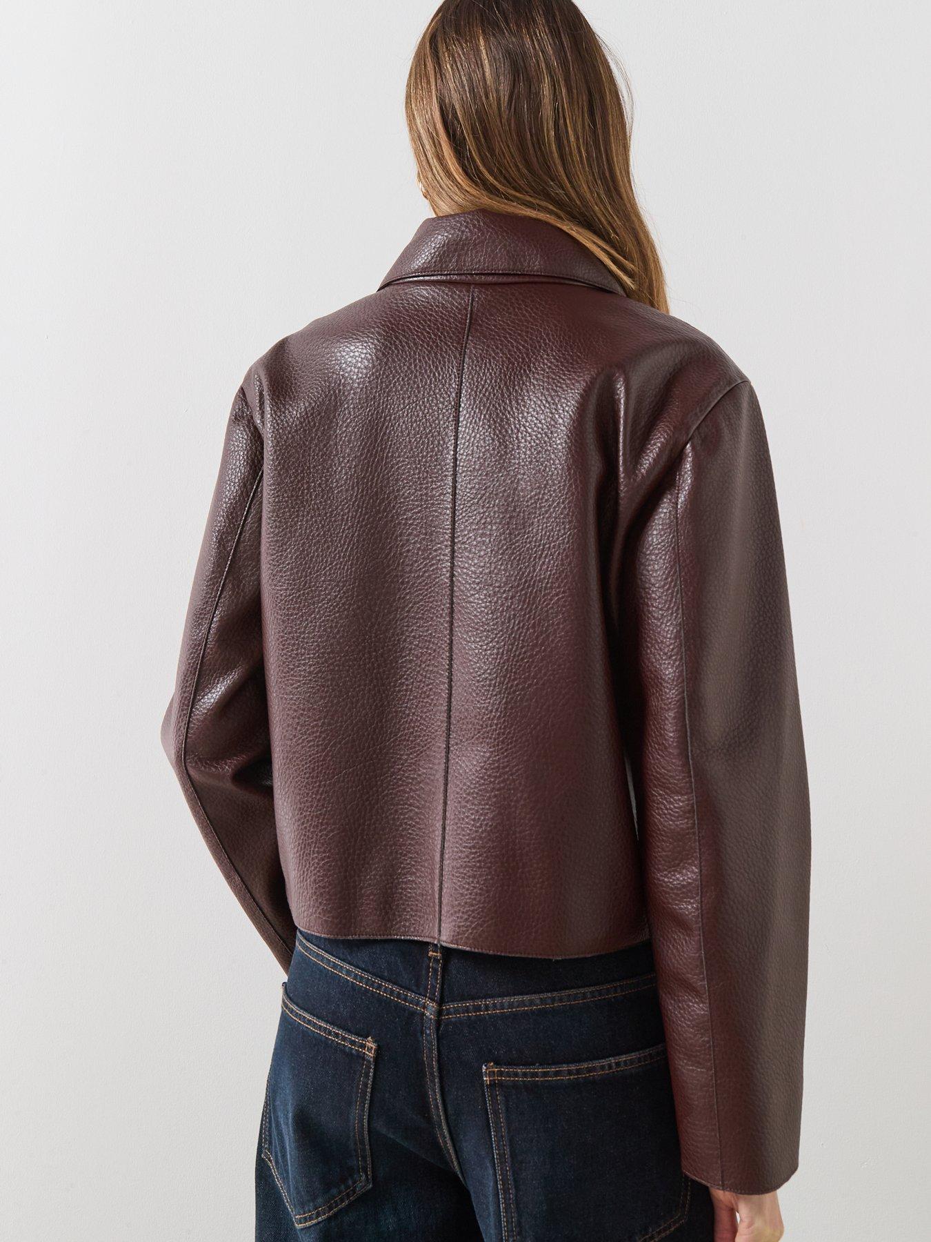 Image 2 of 6 of Mango Faux-leather Jacket With Pockets - Red