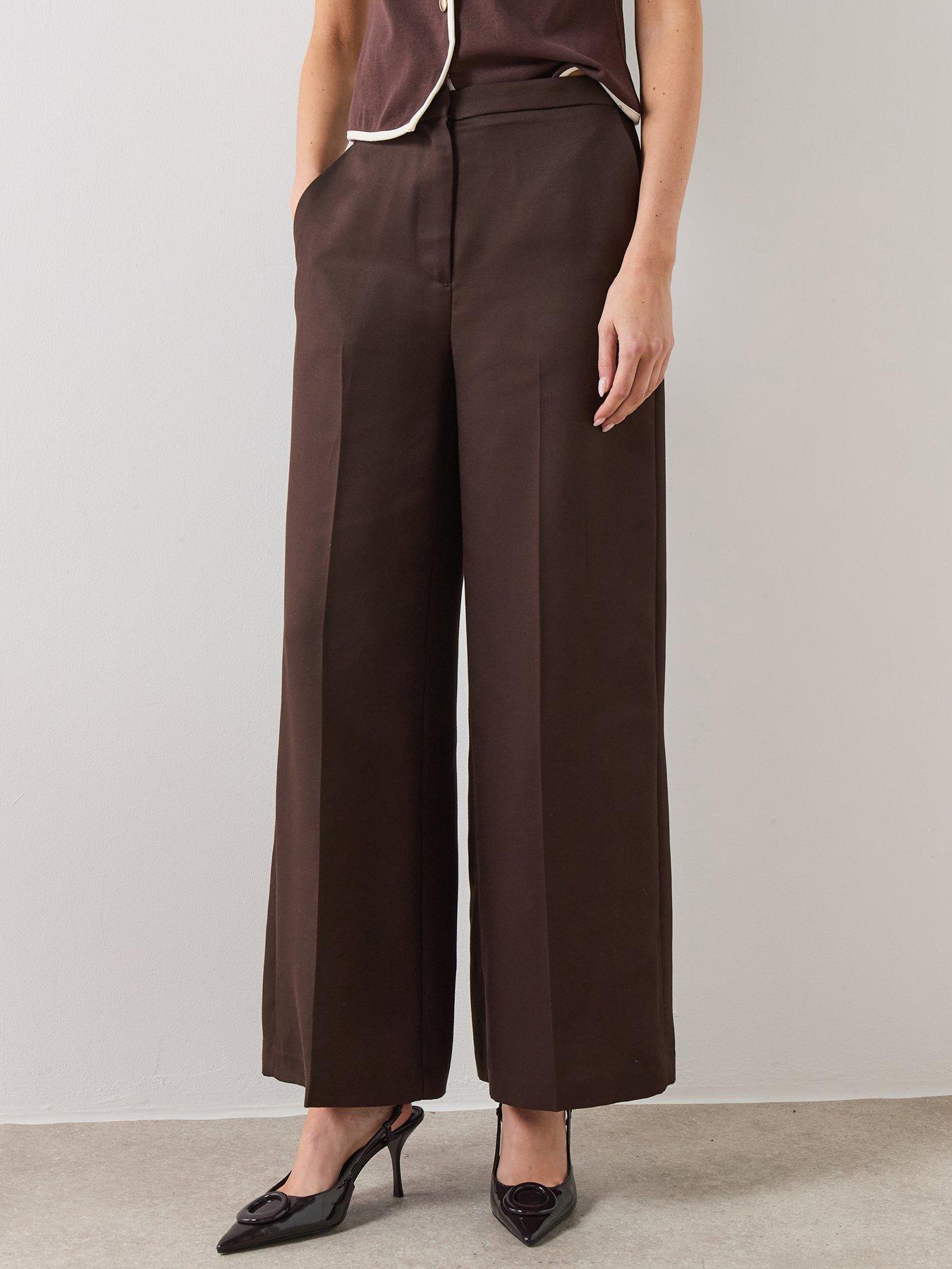 mango-high-waisted-lyocell-trousers-brownfront