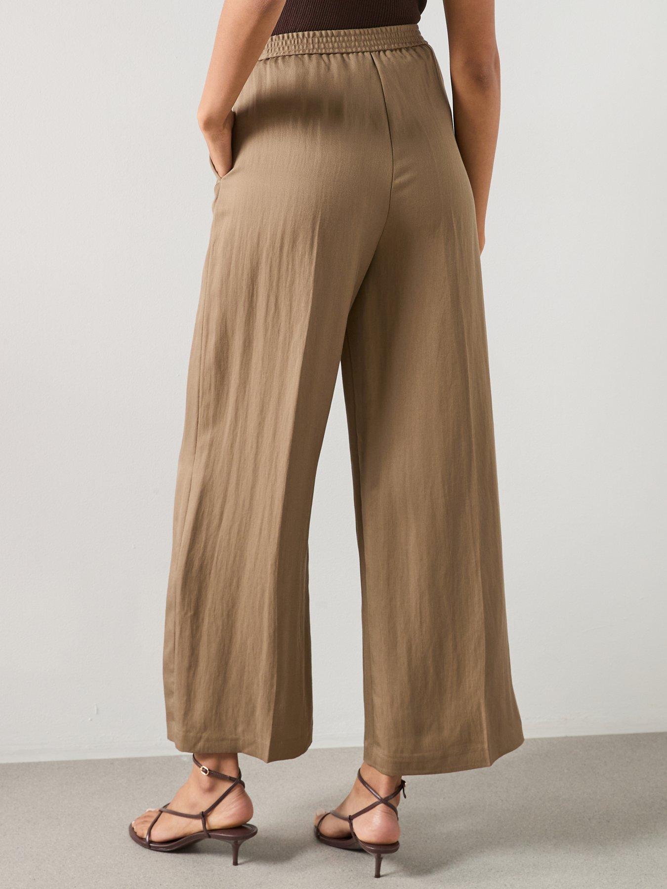 Image 2 of 6 of Mango High Waisted Lyocell Trousers - Khaki