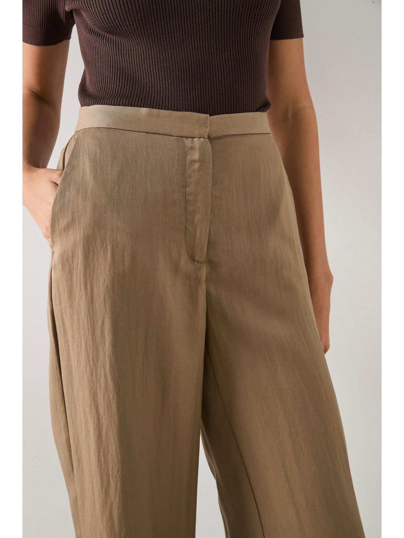 Image 4 of 6 of Mango High Waisted Lyocell Trousers - Khaki