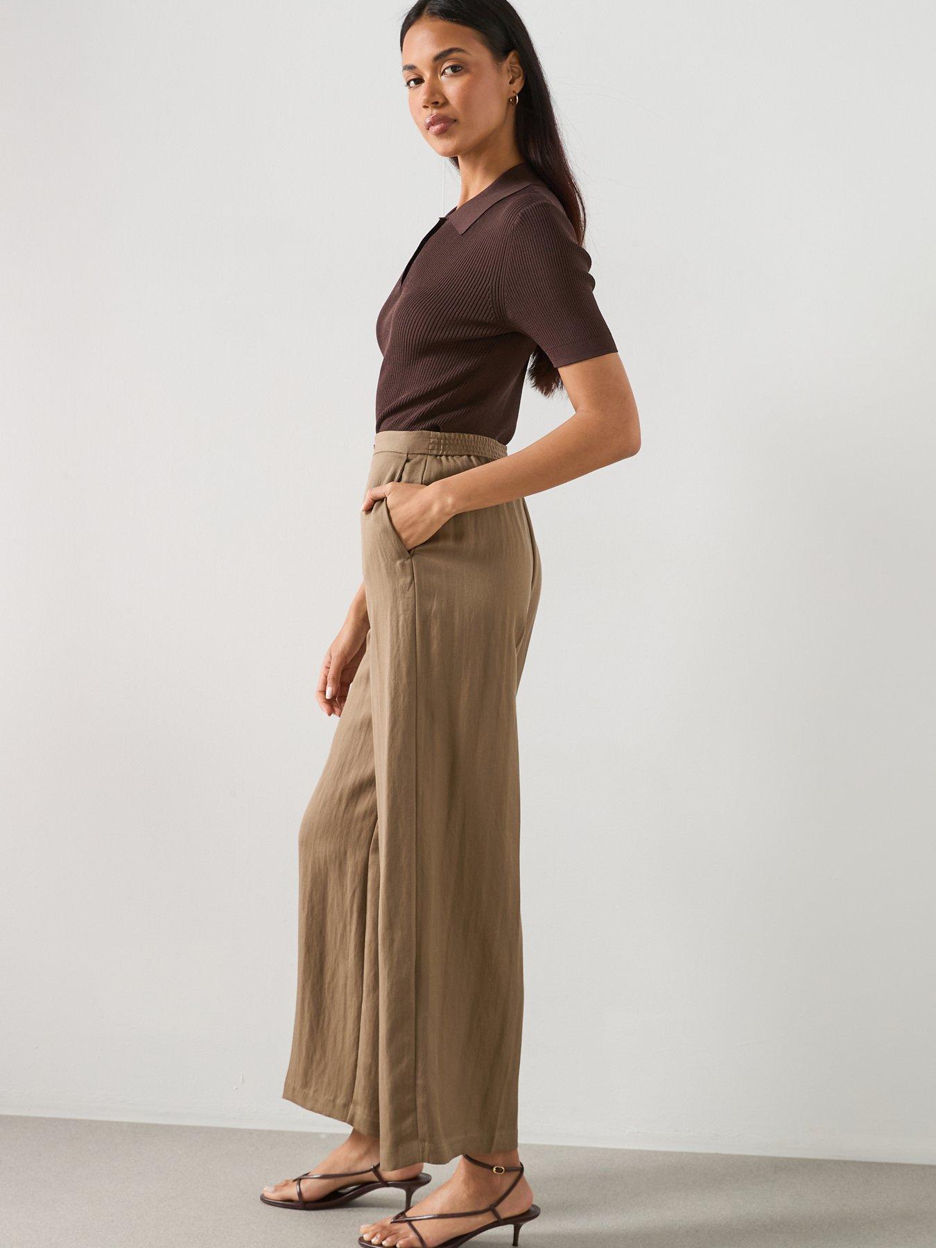 Image 5 of 6 of Mango High Waisted Lyocell Trousers - Khaki