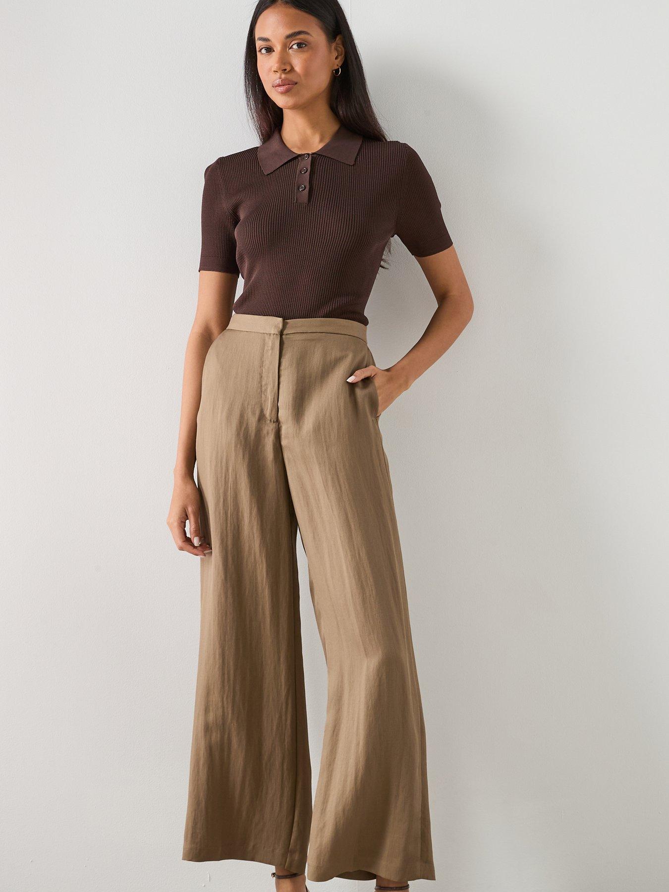 Image 6 of 6 of Mango High Waisted Lyocell Trousers - Khaki