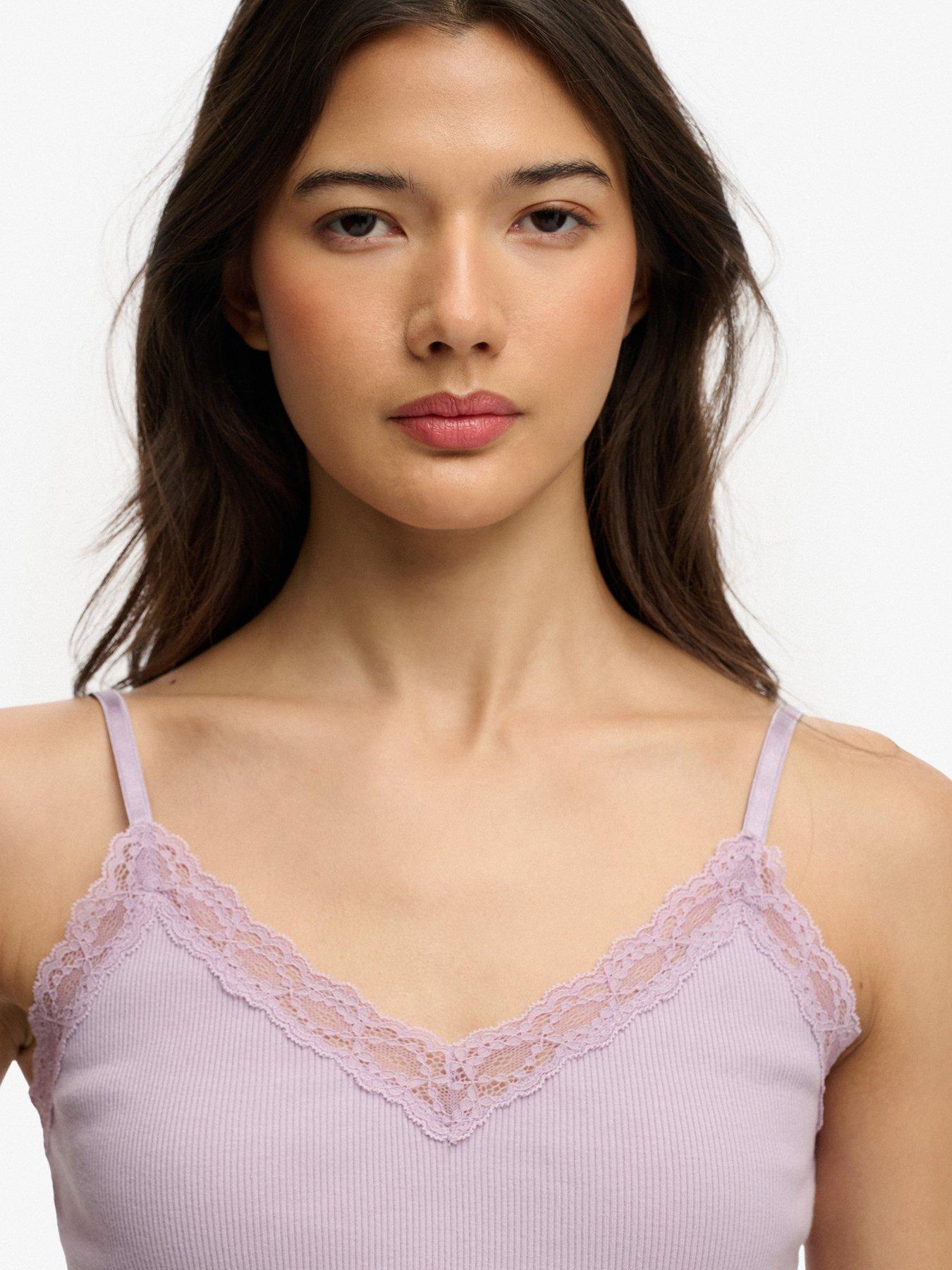 Image 5 of 5 of Superdry Essential Lace Trim Cami Top - Purple