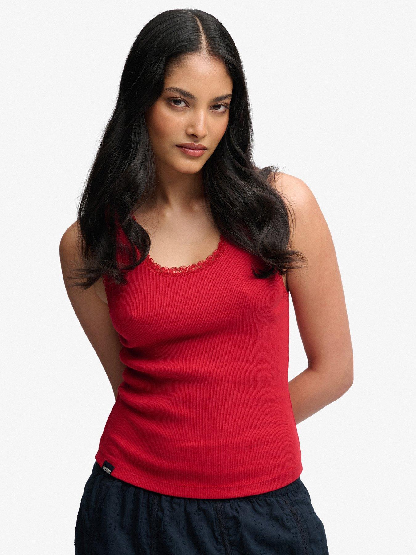 Superdry Vintage Lace Trim Vest - Red