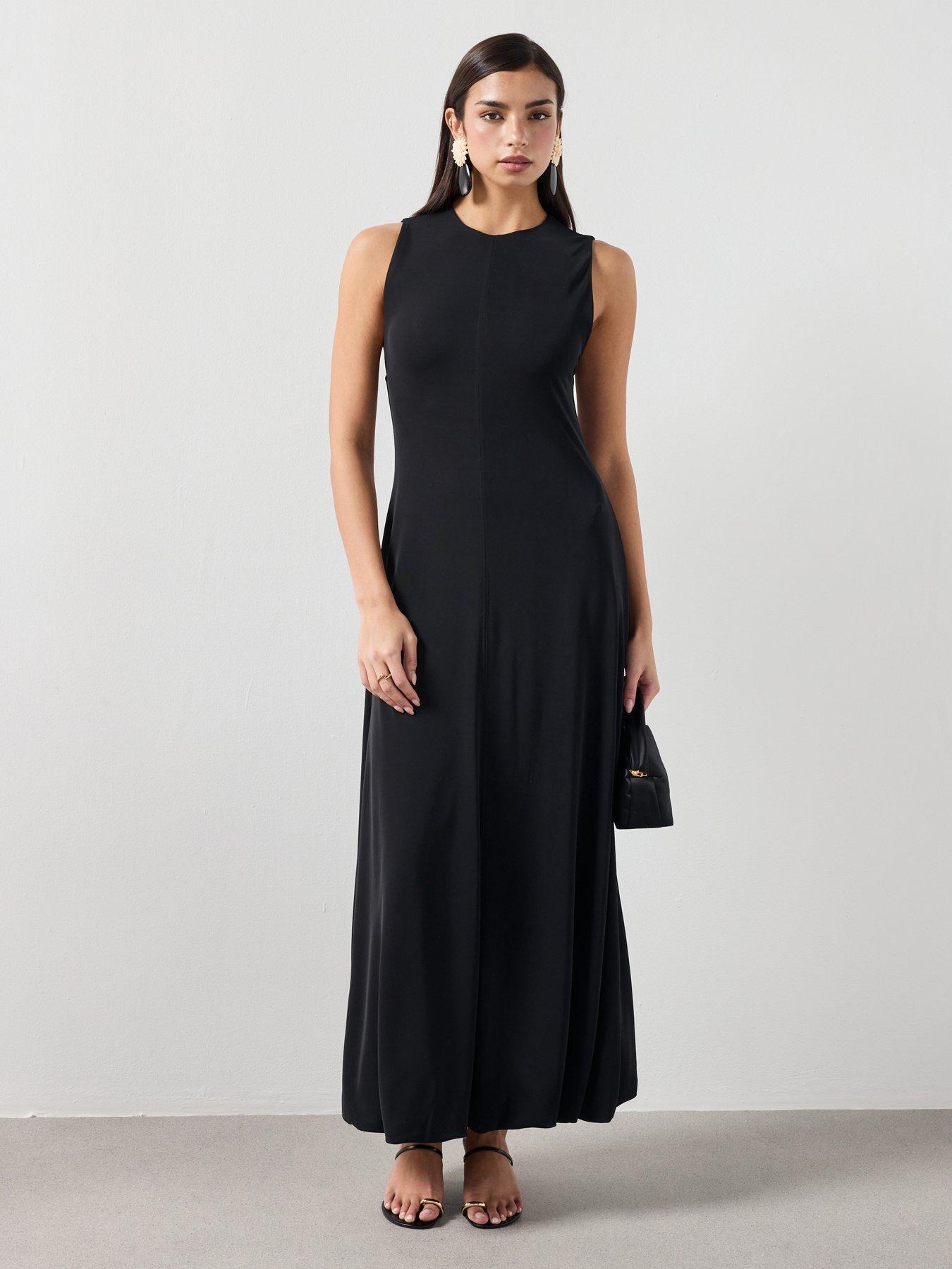 mango-flared-cotton-dress-blackfront