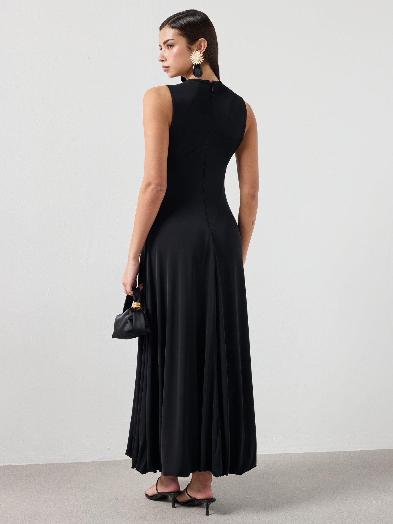 mango-flared-cotton-dress-blackstillFront