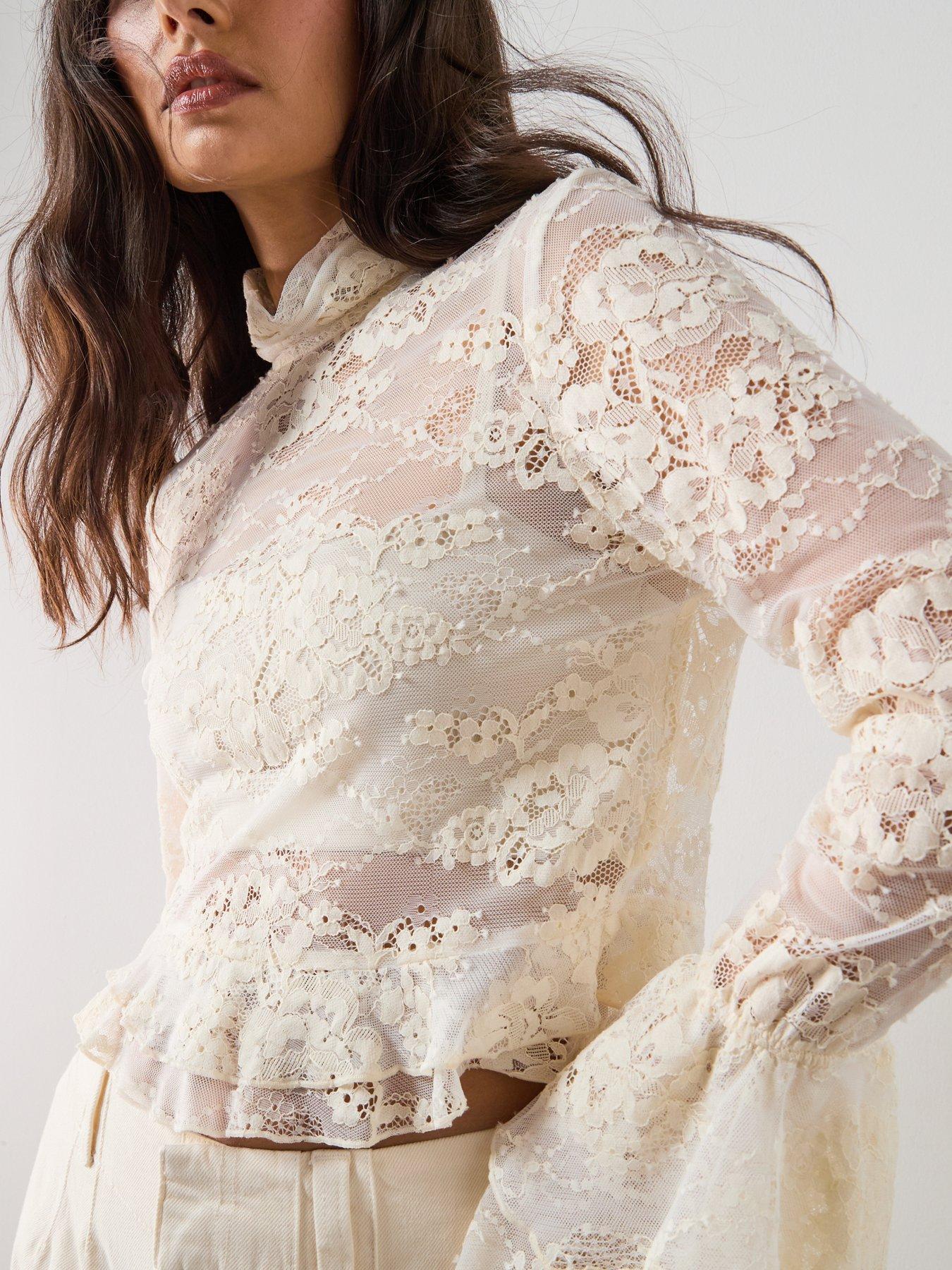mango-ruffled-embroidered-blouse-beigeoutfit
