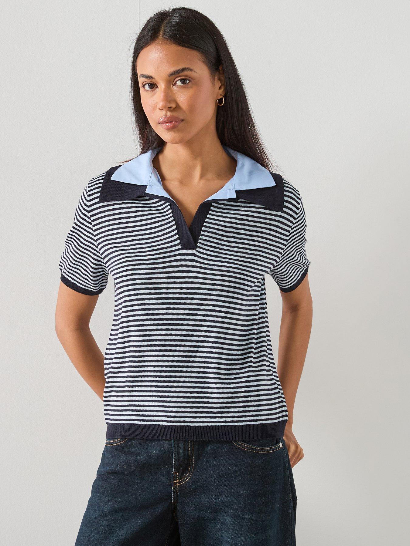 Image 1 of 6 of Mango Knitted Jumper With Combined Collar - Blue