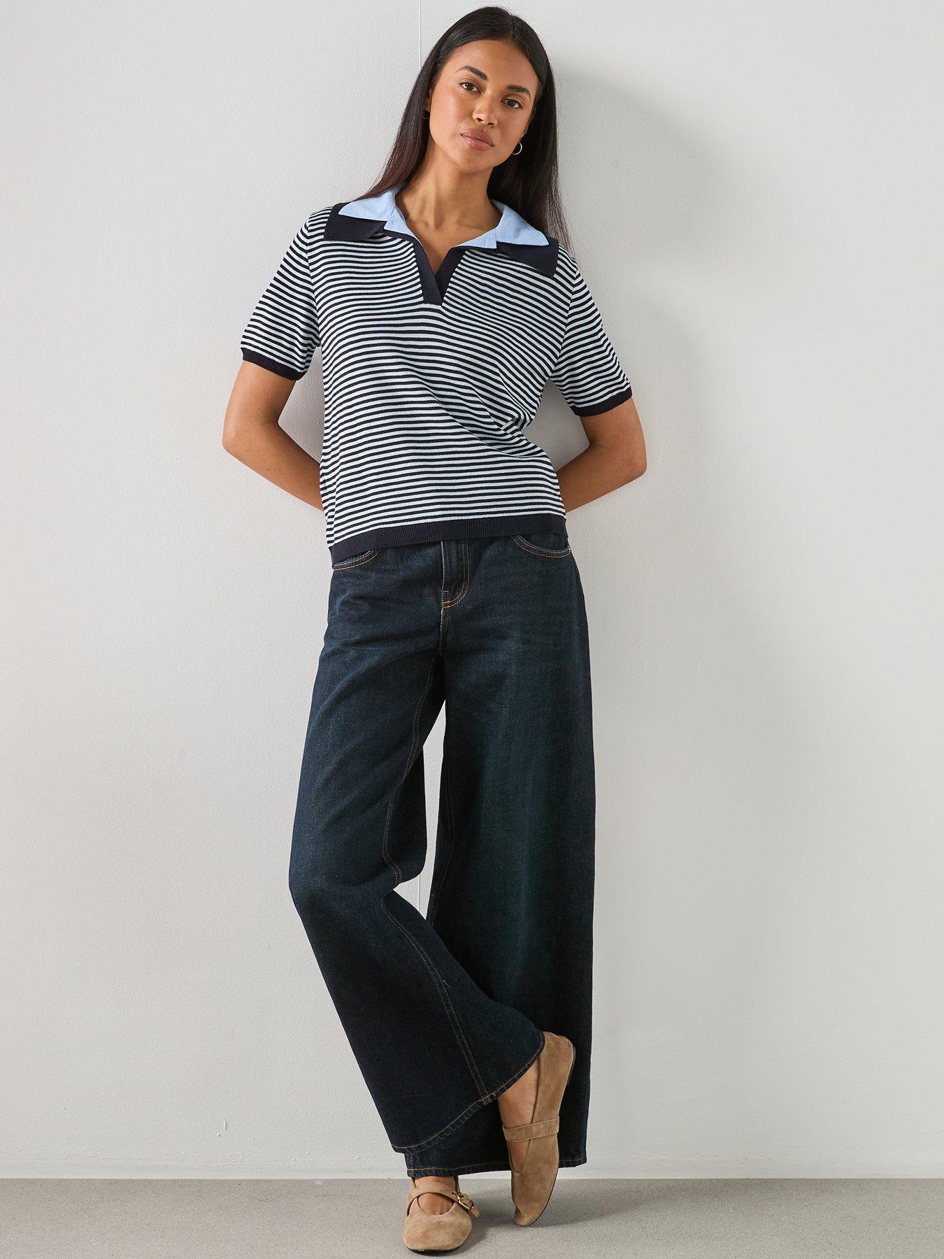 Image 3 of 6 of Mango Knitted Jumper With Combined Collar - Blue