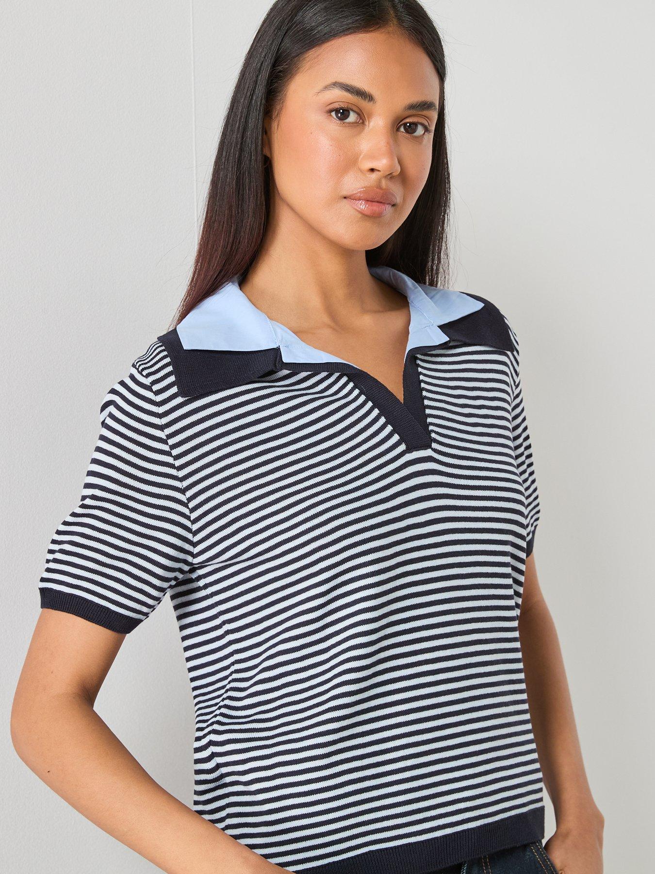 Image 5 of 6 of Mango Knitted Jumper With Combined Collar - Blue