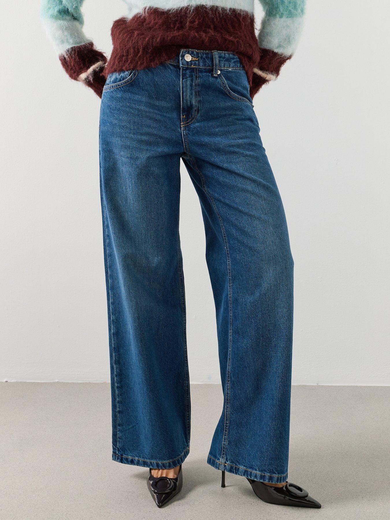 Image 1 of 6 of Mango Mid-rise Straight Jeans - Blue