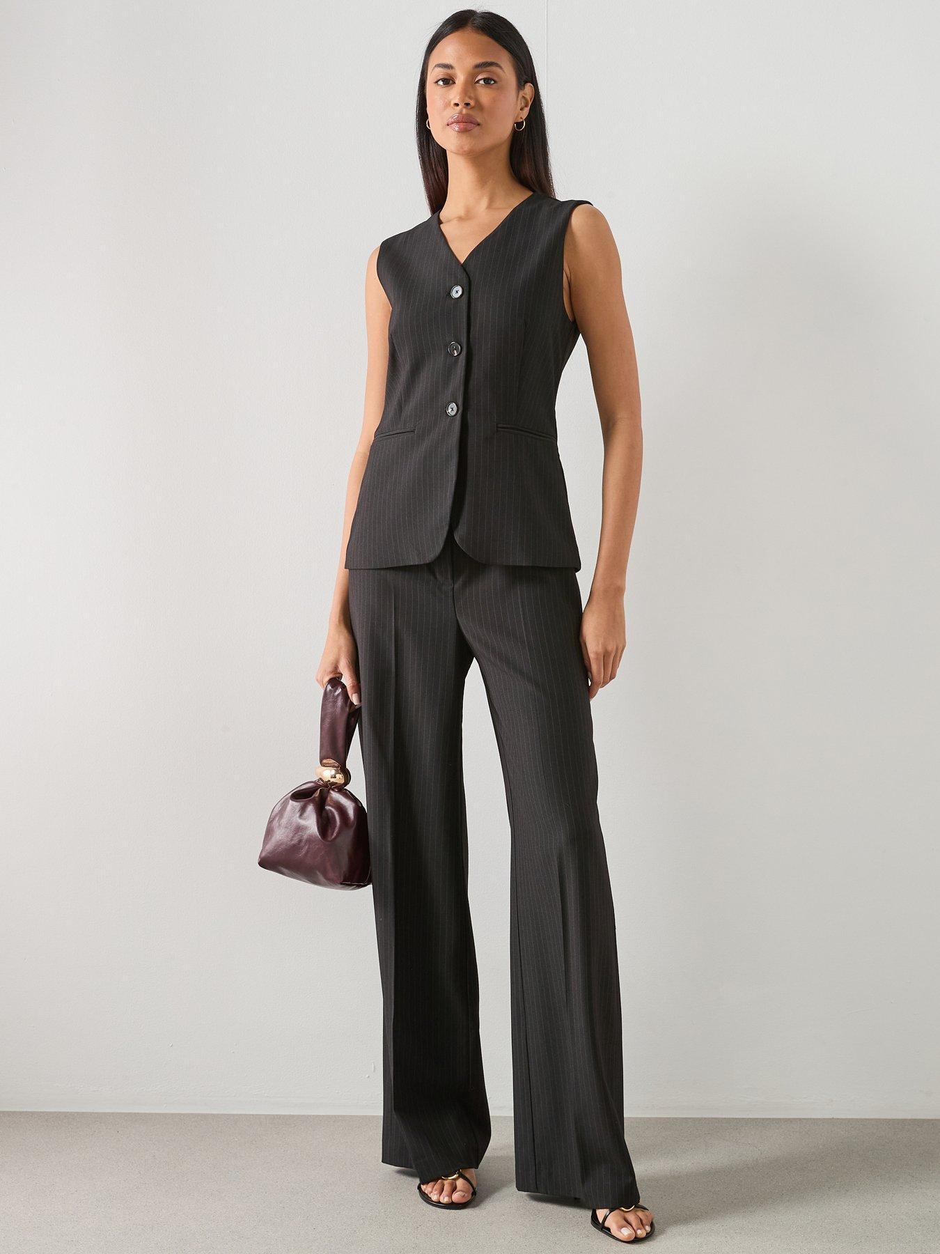 Mango Pinstripe Suit Style Jumpsuit - Black