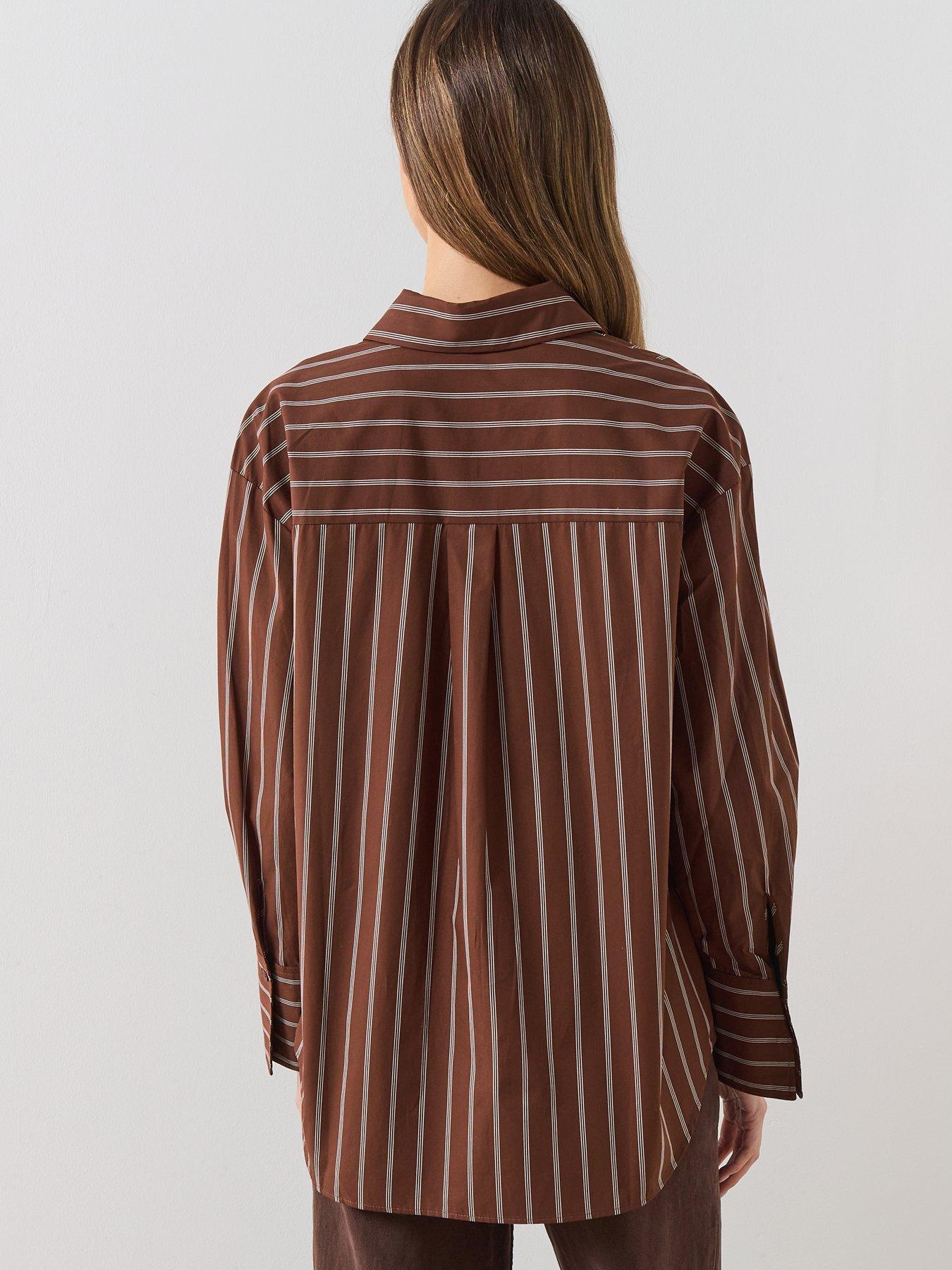 Image 2 of 6 of Mango Llama Striped Shirt - Brown