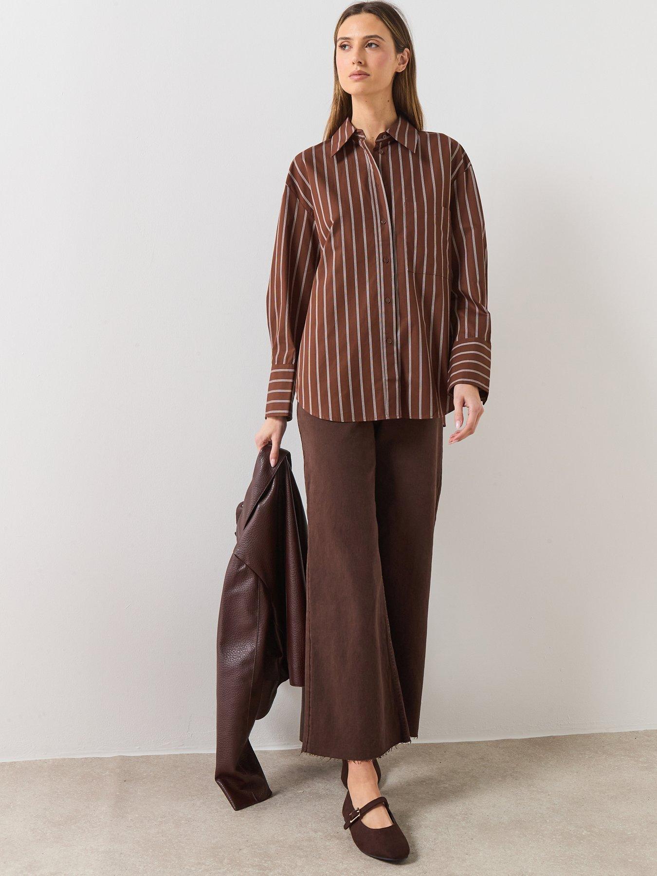 Image 3 of 6 of Mango Llama Striped Shirt - Brown