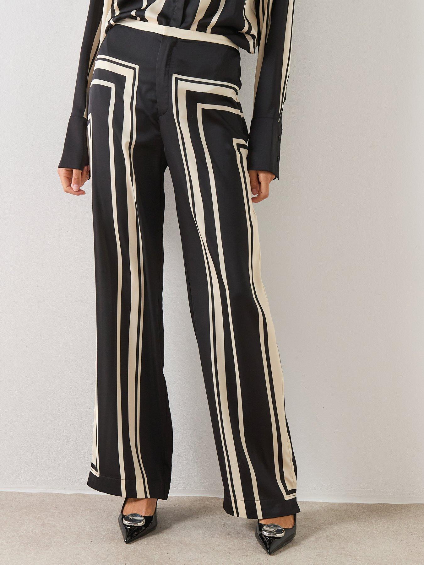 Mango Satin Printed Trousers - Black
