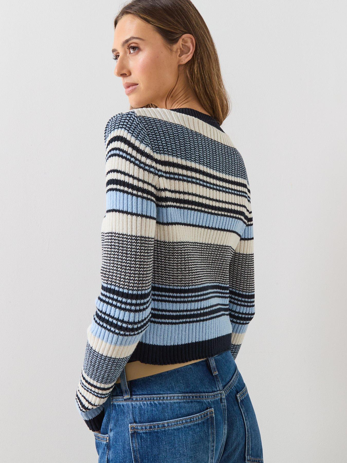 mango-stripped-knit-cardigan-bluestillFront