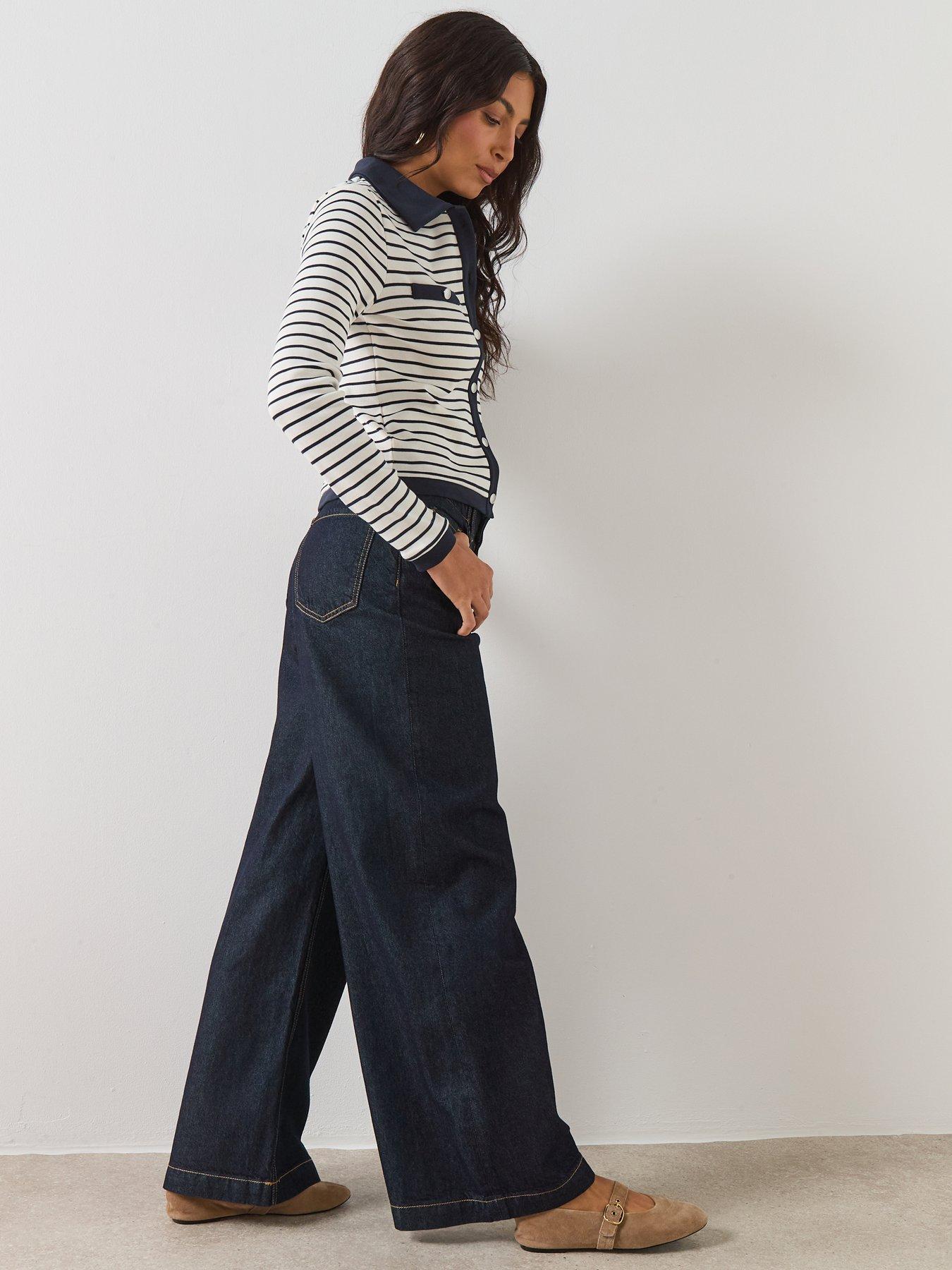 Image 4 of 6 of Mango Wide Leg Mid Rise Jeans - Blue
