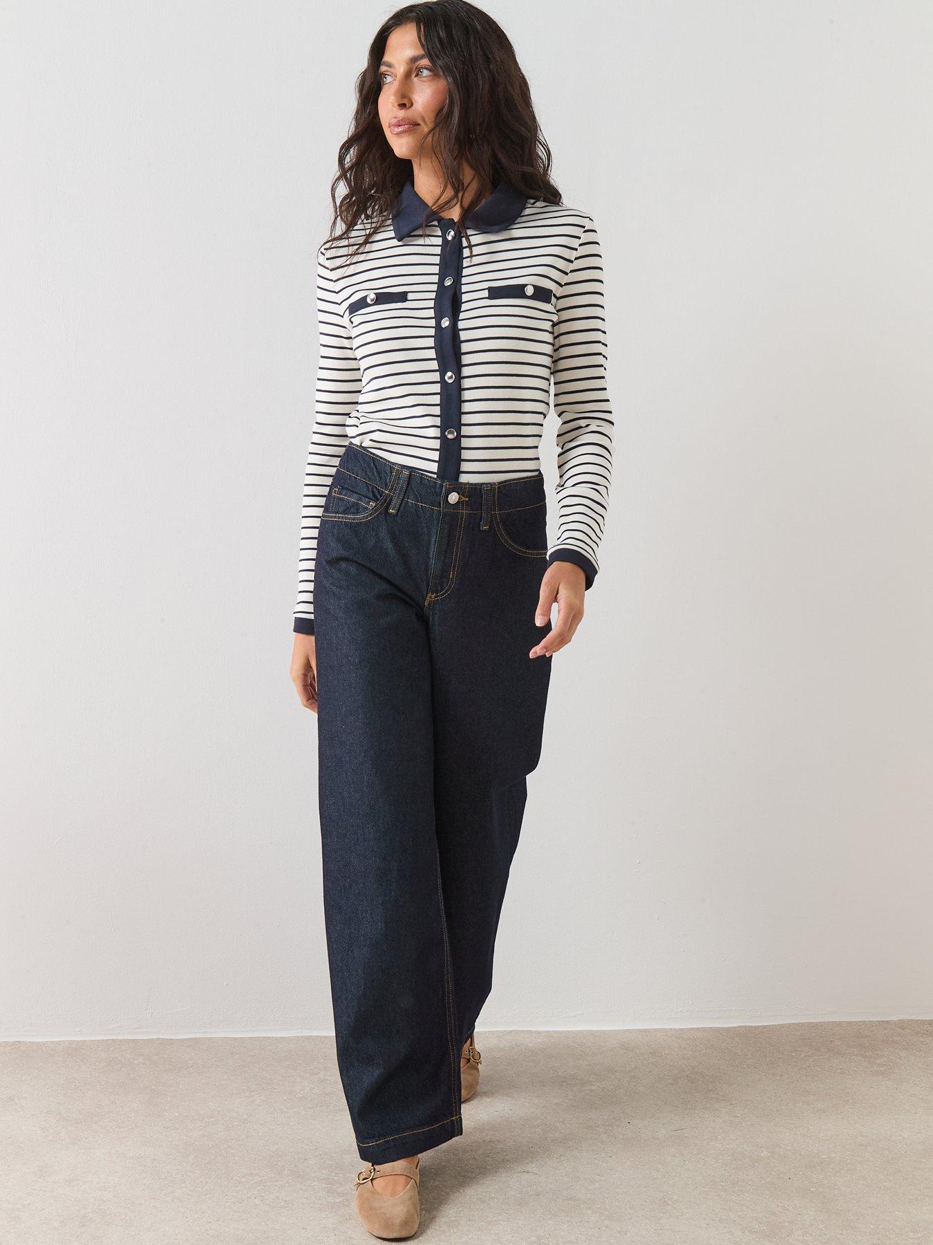 Image 5 of 6 of Mango Wide Leg Mid Rise Jeans - Blue