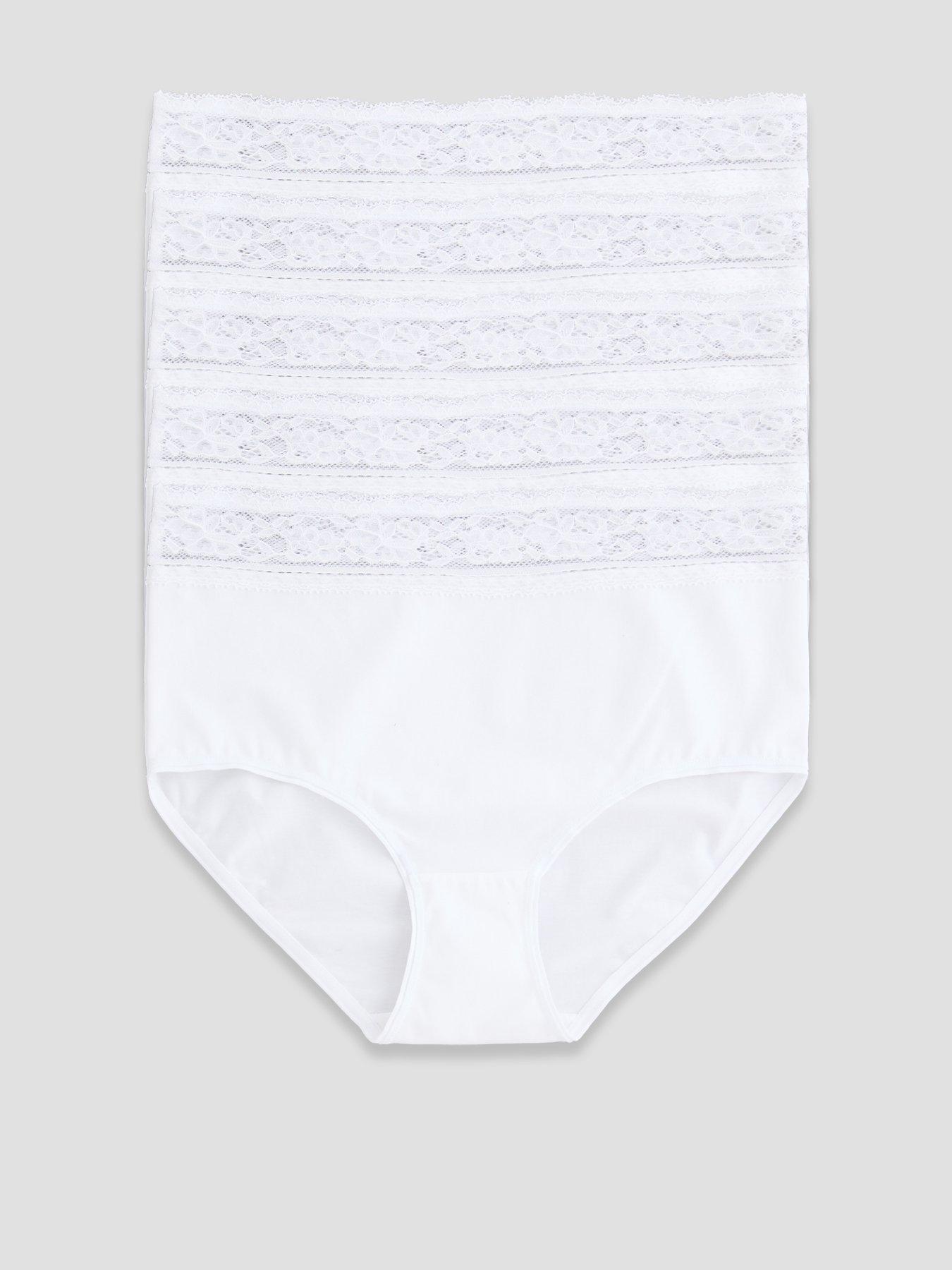 The Very Collection 5PK COTTON LACE TRIM HIGH WAIST BRIEFS