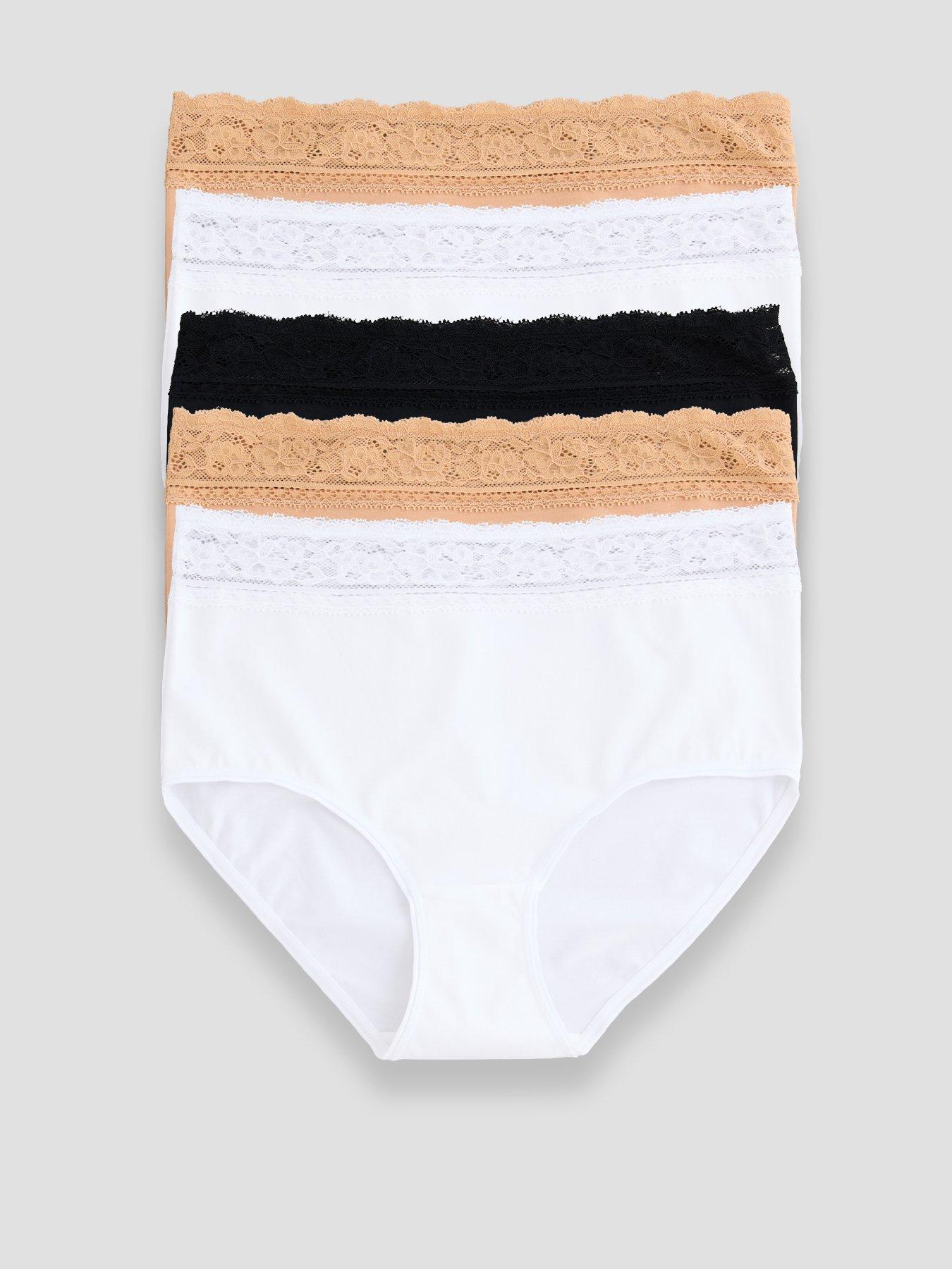 Image 1 of 5 of The Very Collection 5 Pack Cotton Lace Trim High Waist Briefs - Multi