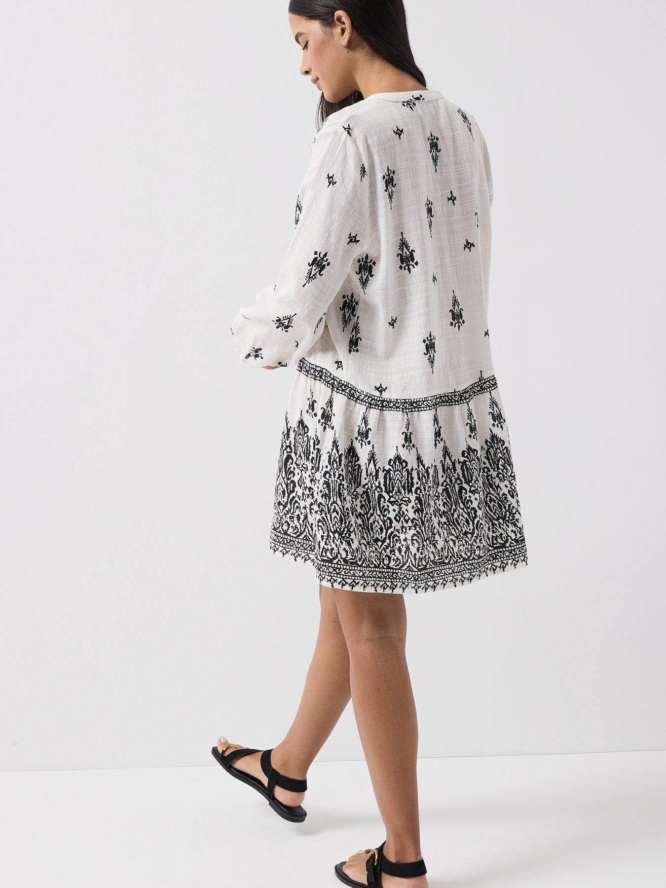 Image 5 of 6 of Only Onlalma L/S Short Dress Wvn Noos - White