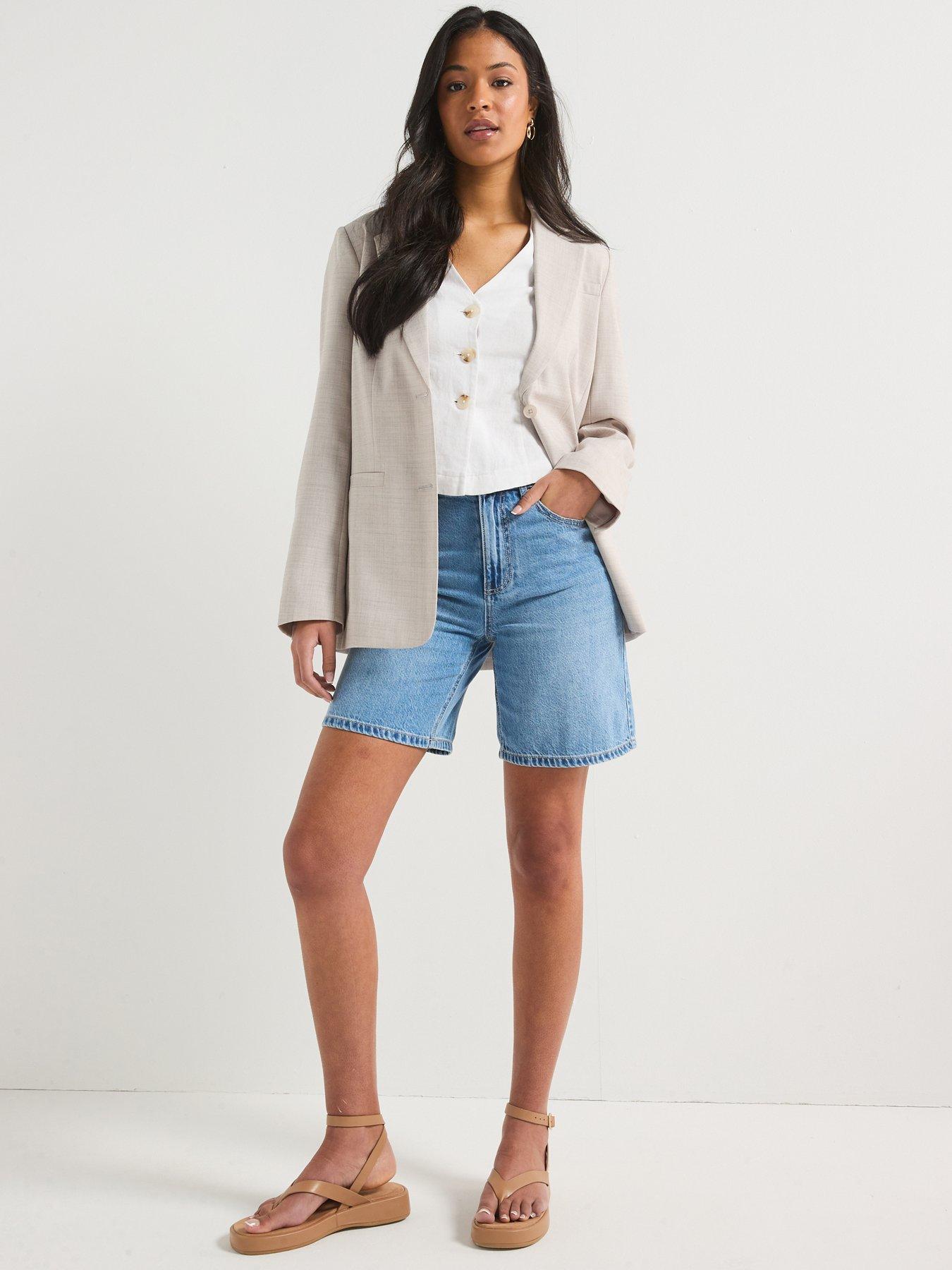 Image 3 of 4 of Vero Moda Vmvilla Bermuda Denim Shorts Mix - Blue