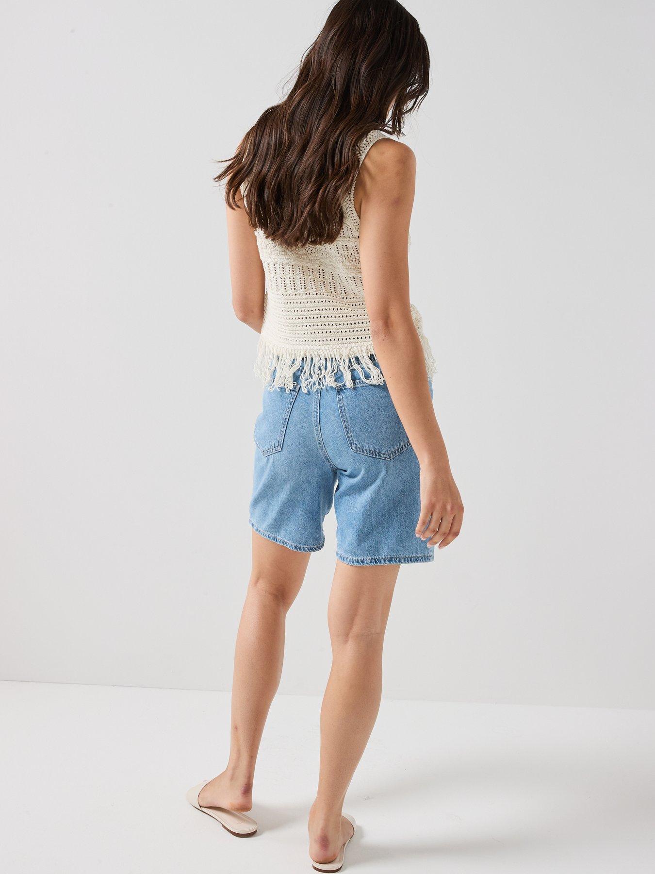 Image 6 of 6 of Only Alix Sleeveless Fringe Knit Waistcoat - Ecru/white