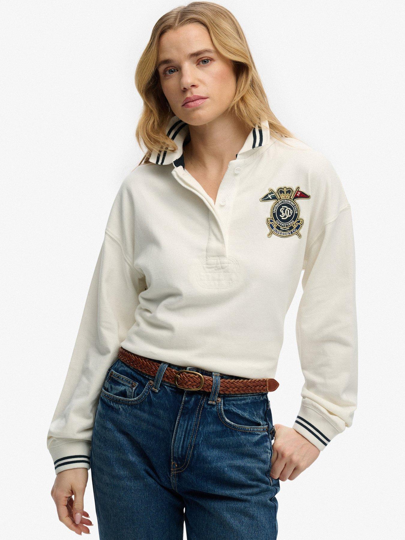 Image 1 of 6 of Superdry Crest Rugby Top - White