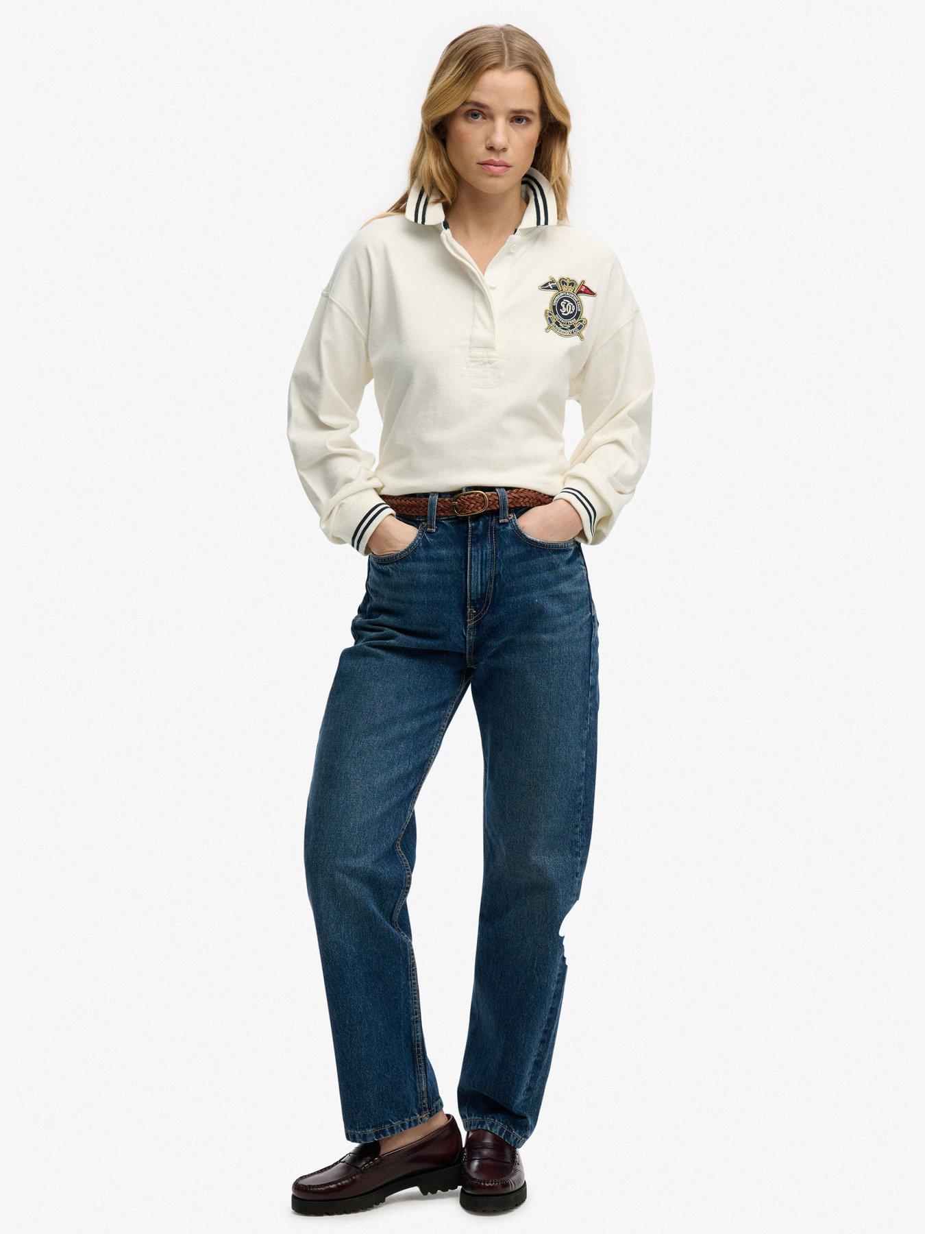 Image 3 of 6 of Superdry Crest Rugby Top - White