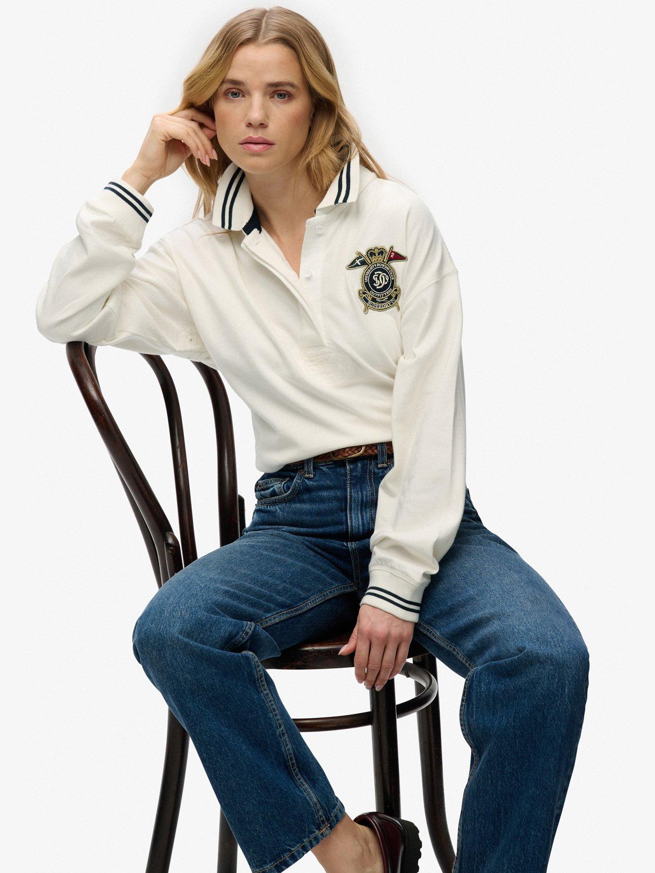 Image 5 of 6 of Superdry Crest Rugby Top - White