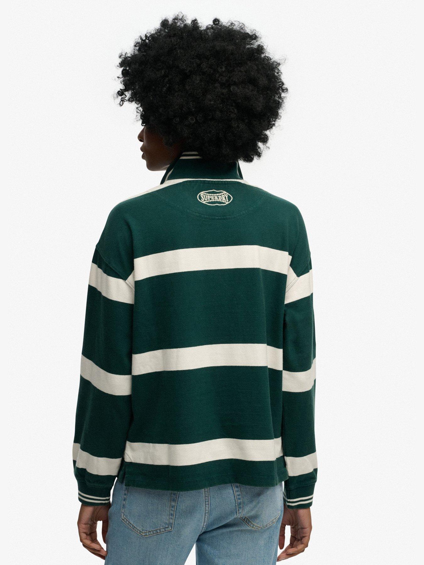 Image 2 of 5 of Superdry Crest Stripe Rugby Top - Green