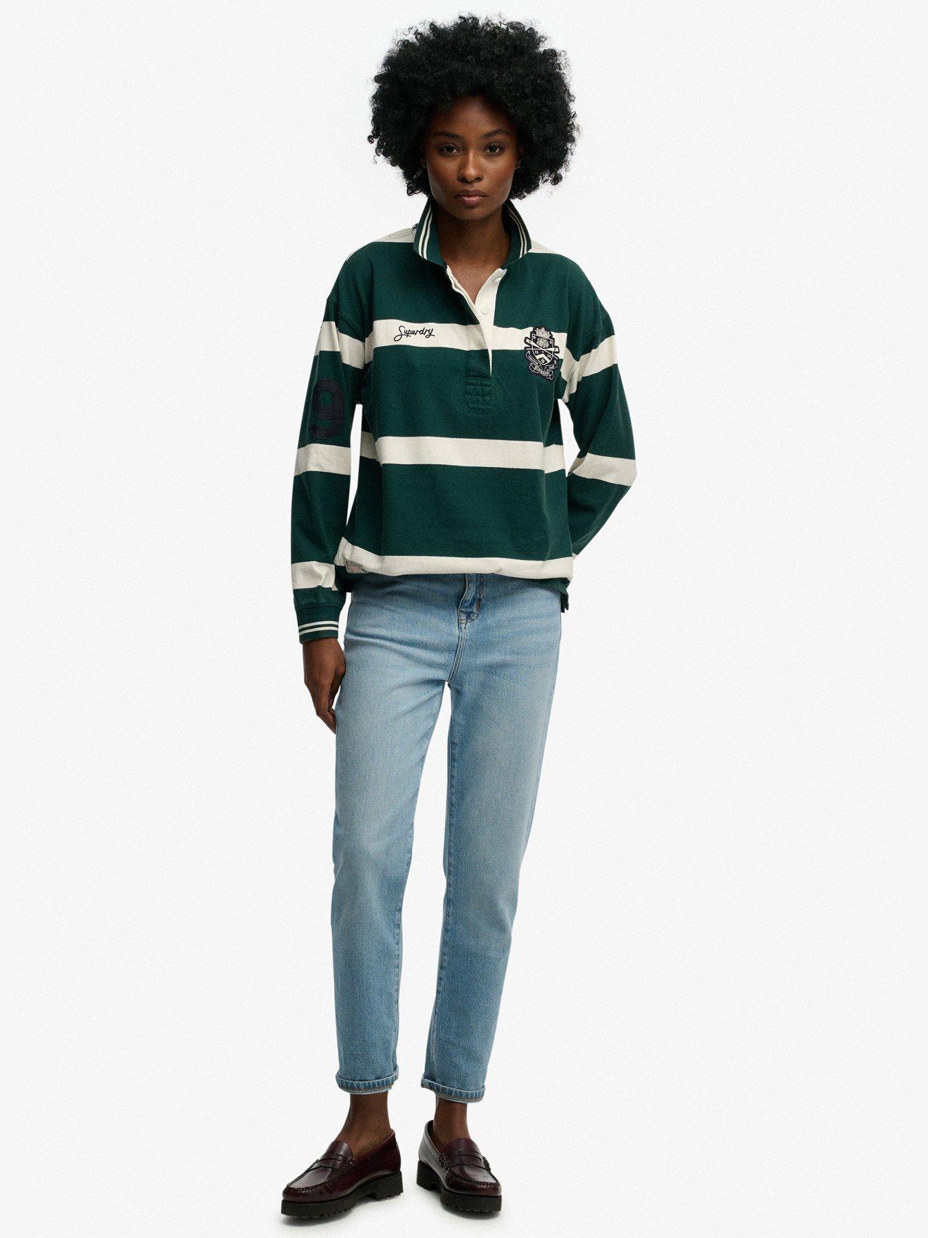 Image 3 of 5 of Superdry Crest Stripe Rugby Top - Green
