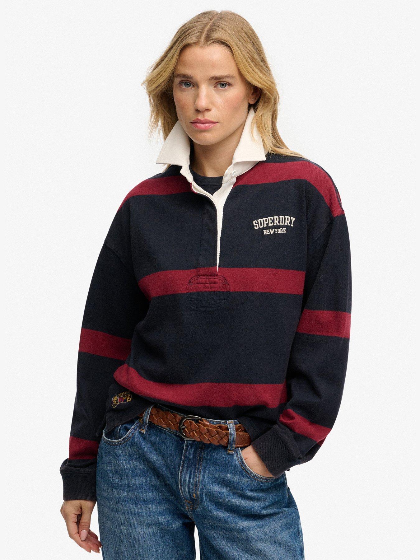 Image 1 of 5 of Superdry Heritage Stripe Rugby Top - Blue