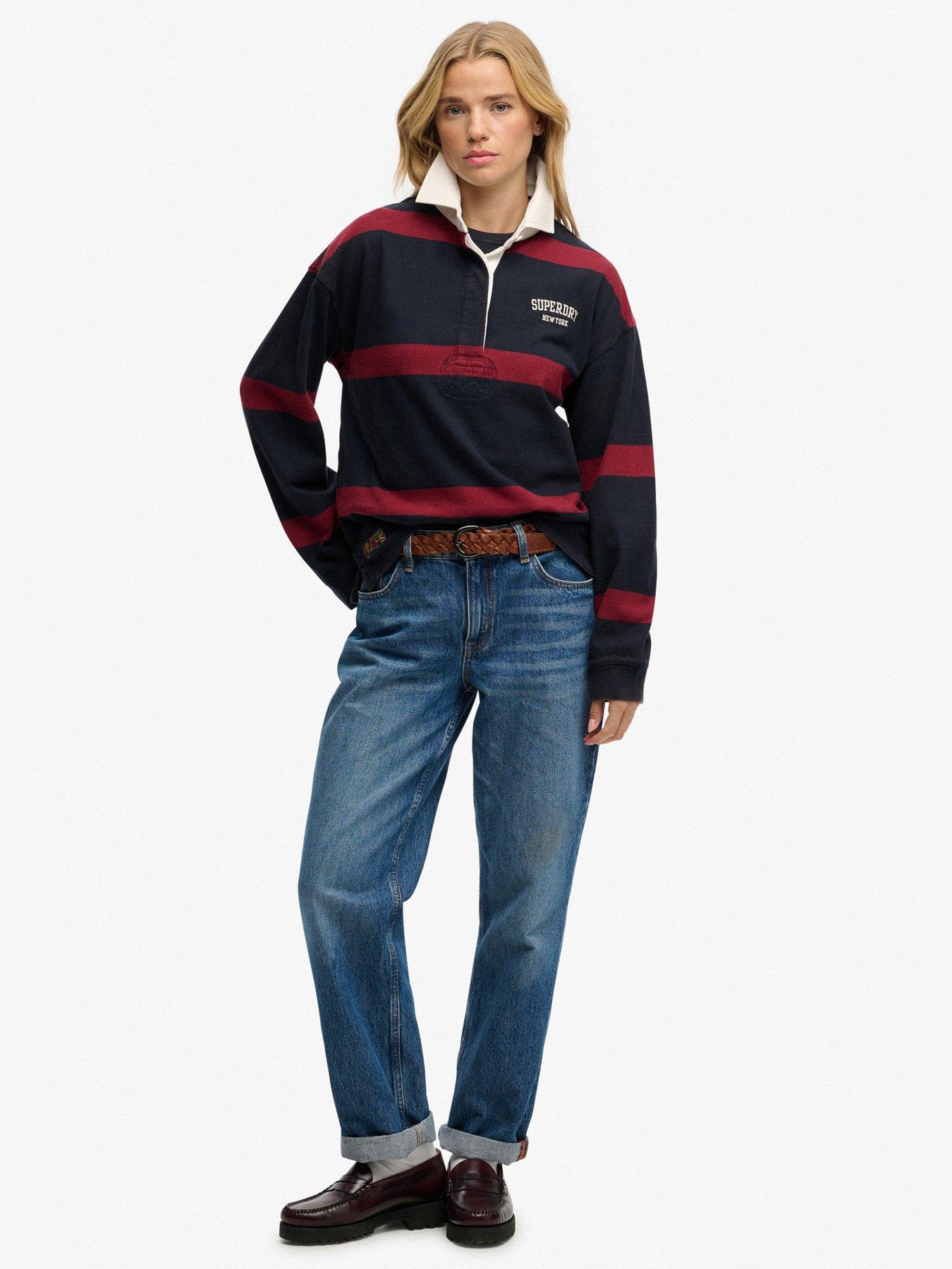 Image 3 of 5 of Superdry Heritage Stripe Rugby Top - Blue