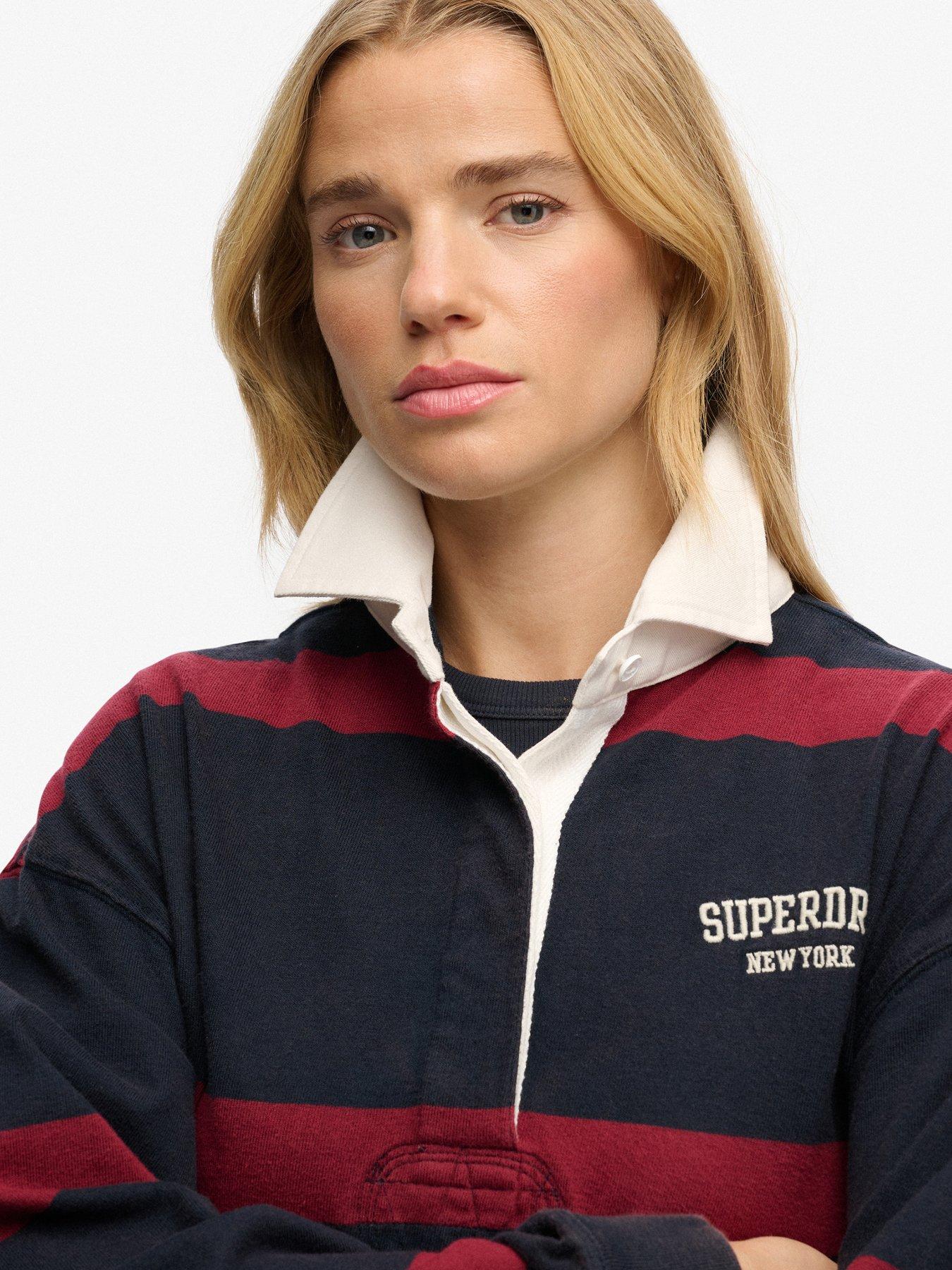 Image 4 of 5 of Superdry Heritage Stripe Rugby Top - Blue