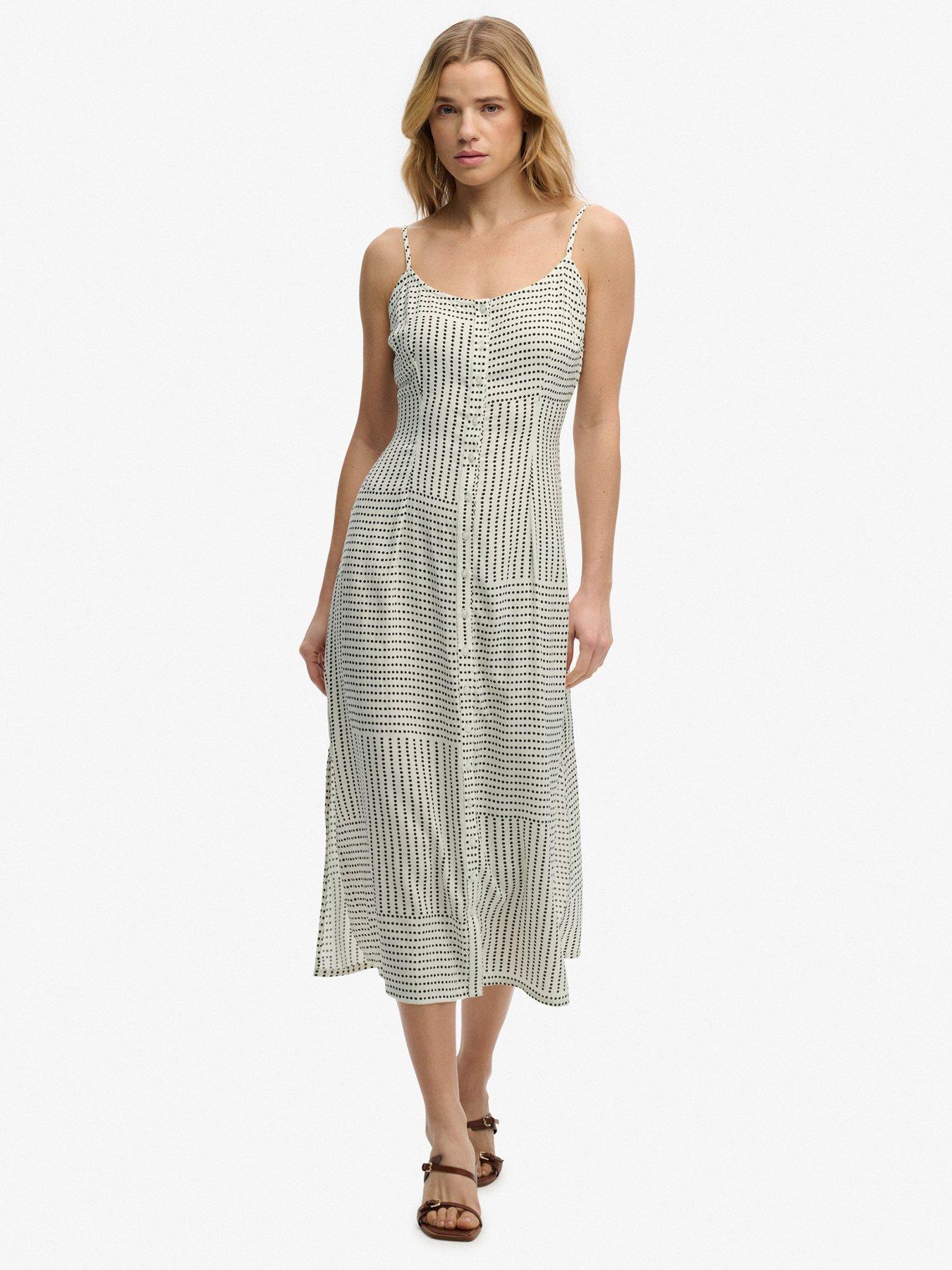 Image 1 of 7 of Superdry Print Btn Down Cami Midi Dress