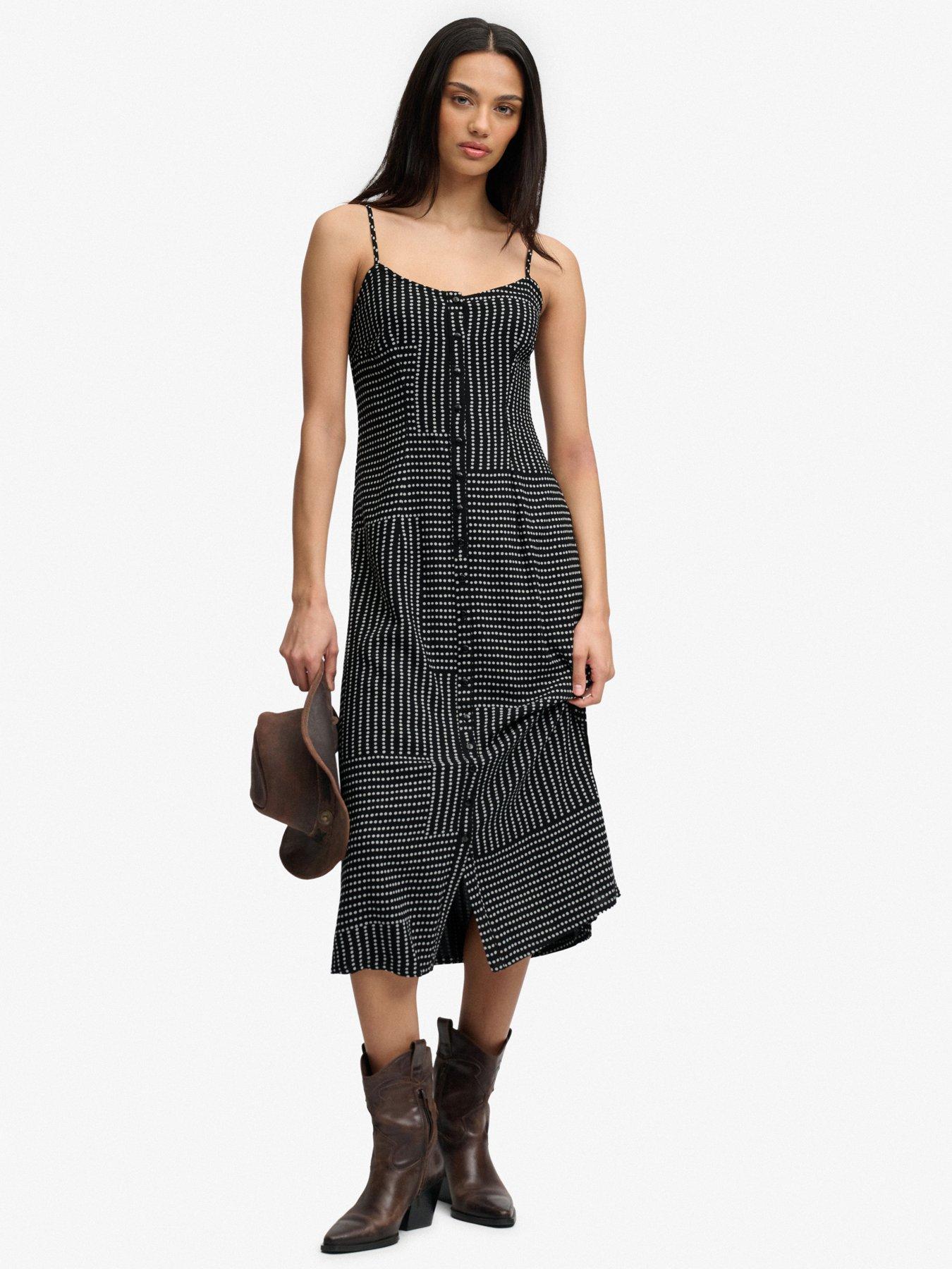 Image 1 of 6 of Superdry Print Btn Down Cami Midi Dress