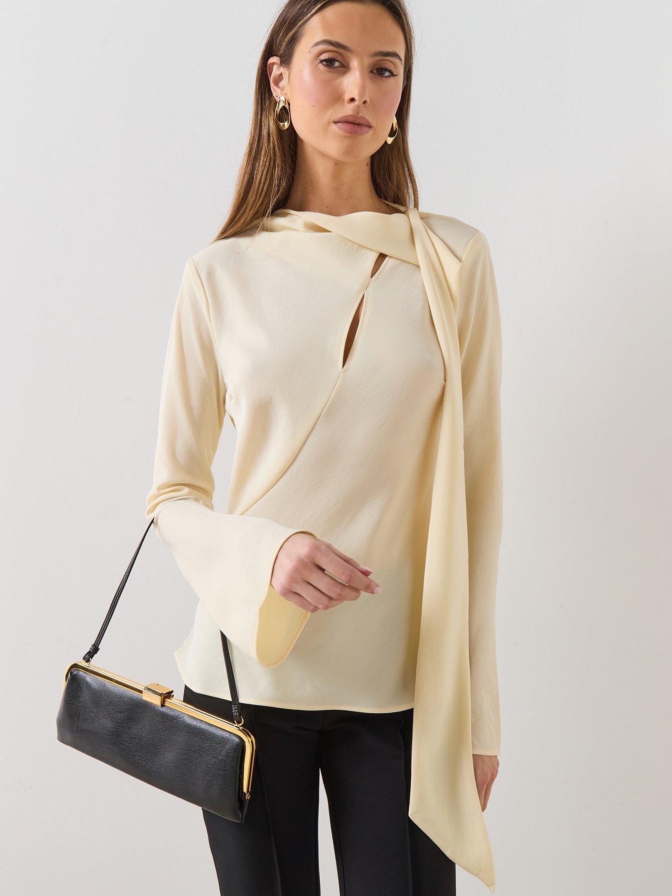 Mango Neni Blouse with Scarf Slits - Beige