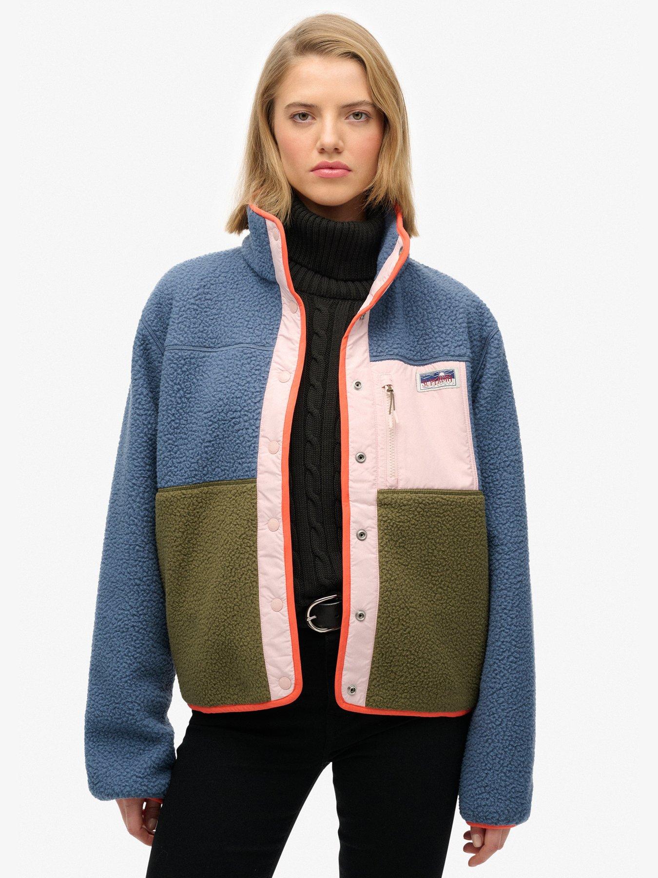 Superdry Colour Block Fleece Jacket - Blue