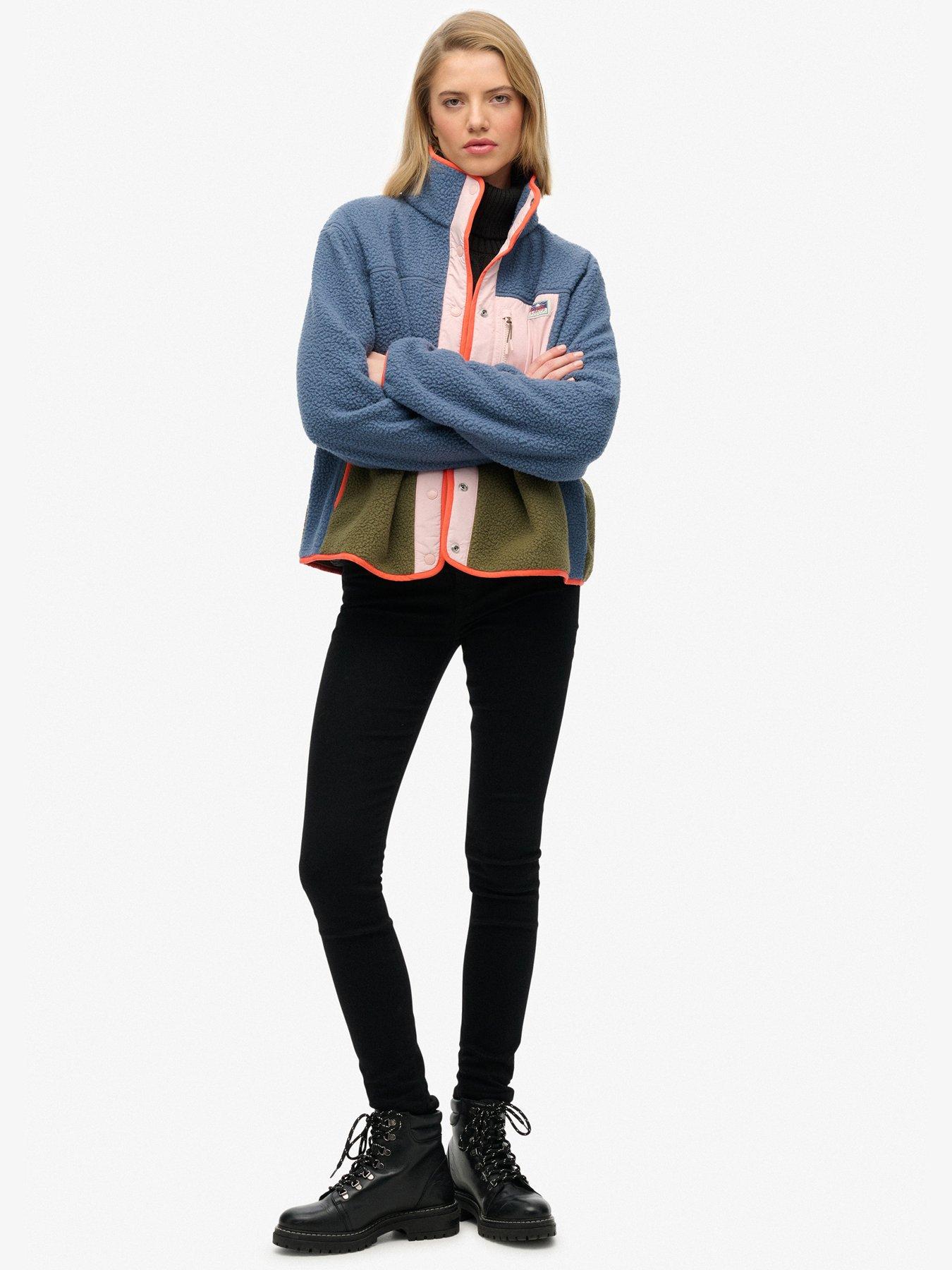 Image 3 of 6 of Superdry Colour Block Fleece Jacket - Blue