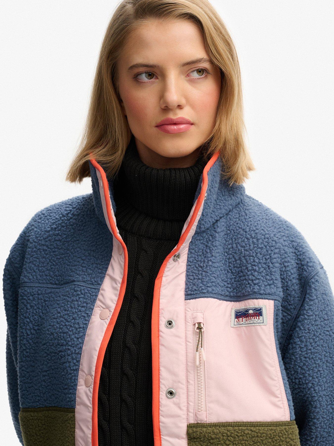 Image 5 of 6 of Superdry Colour Block Fleece Jacket - Blue